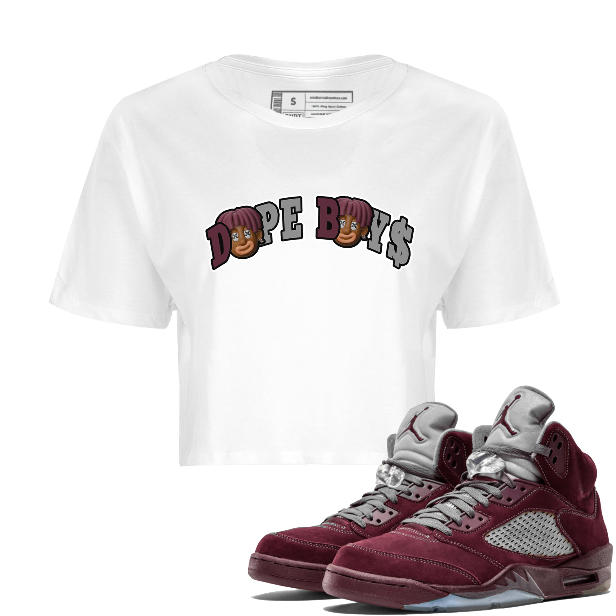 Dope Boys Women's Tops - Air Jordan 5 Burgundy