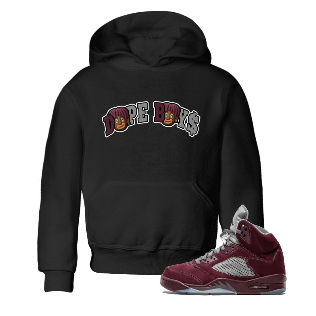 Dope Boys Kids Tops - Air Jordan 5 Burgundy