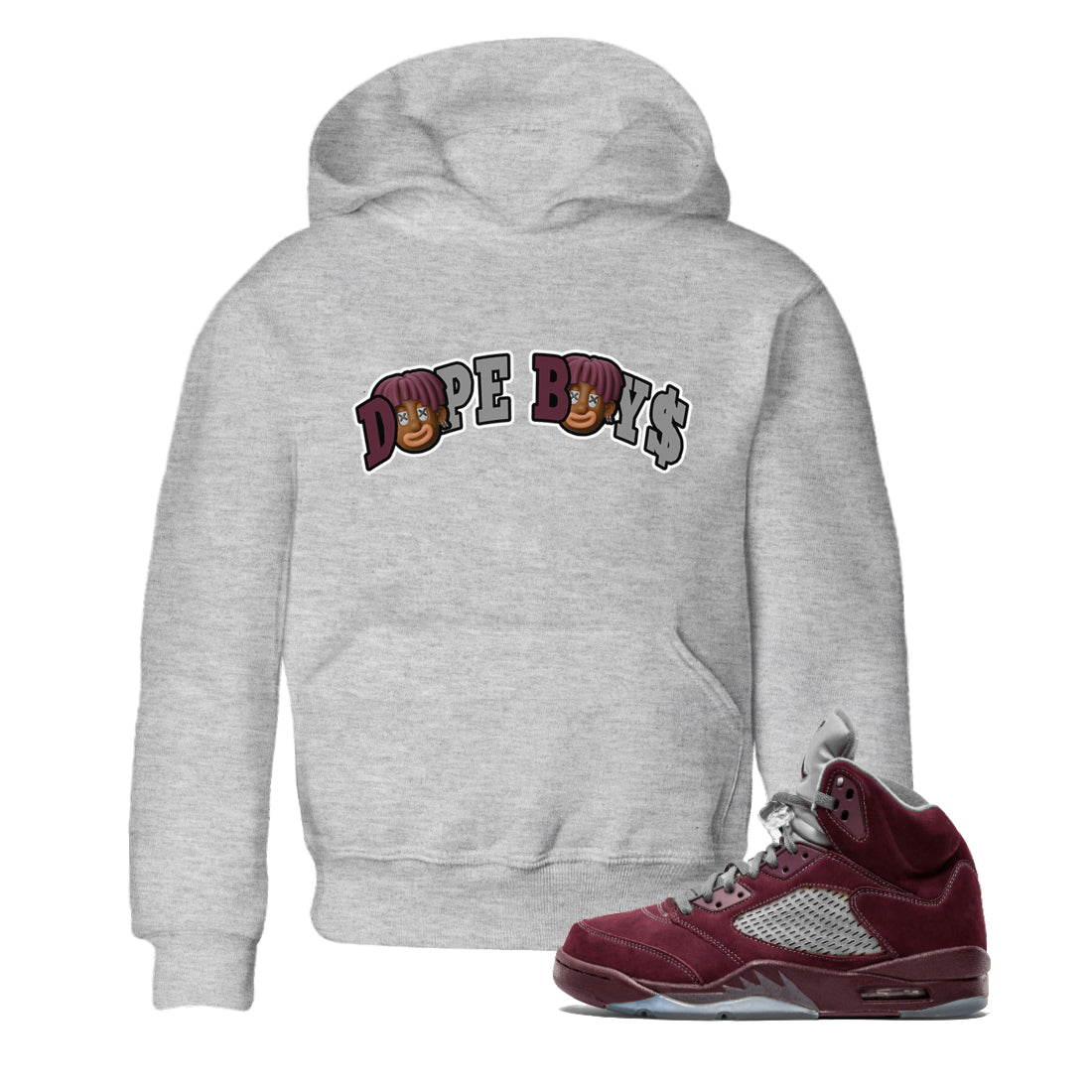 Dope Boys Kids Tops - Air Jordan 5 Burgundy