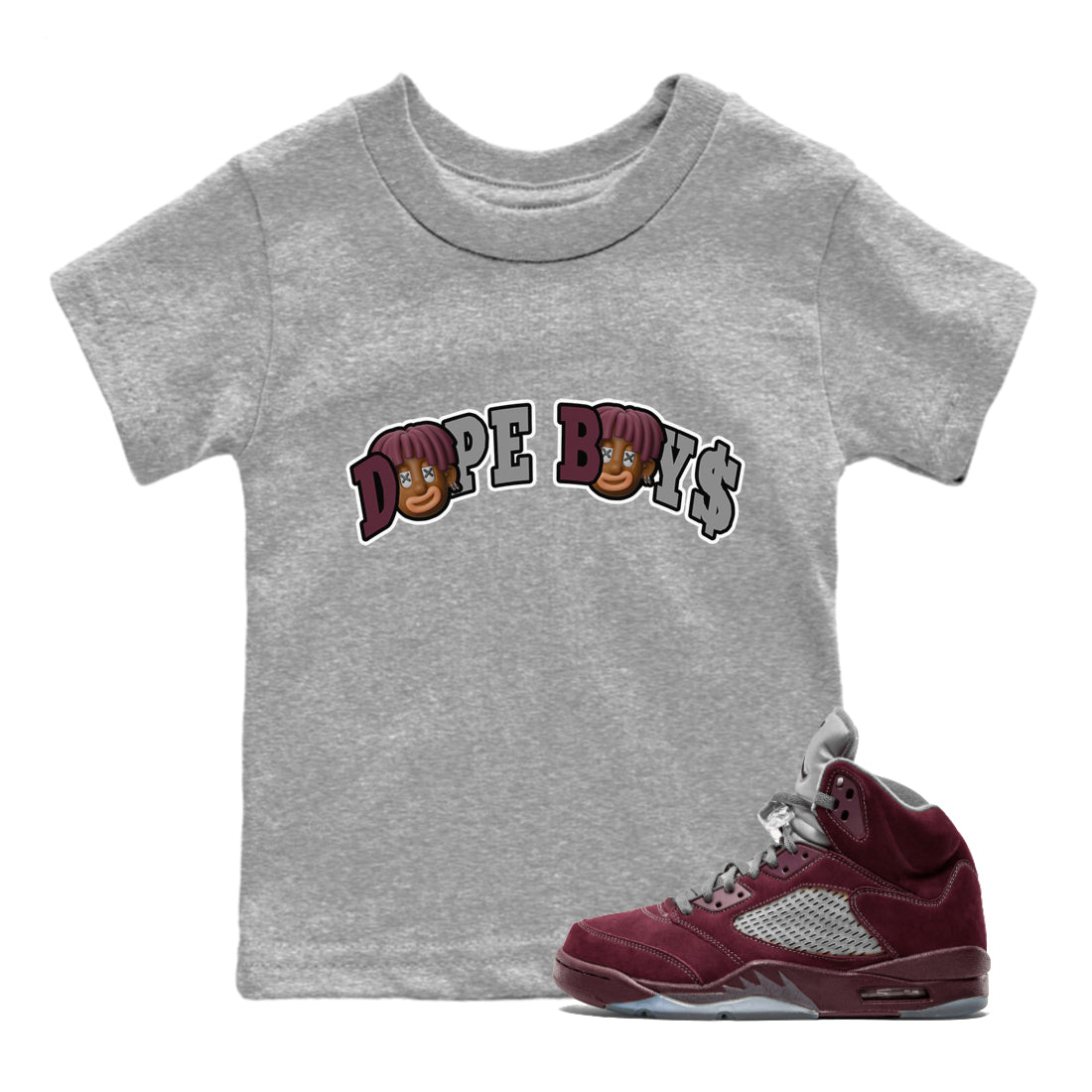 Dope Boys Kids Tops - Air Jordan 5 Burgundy