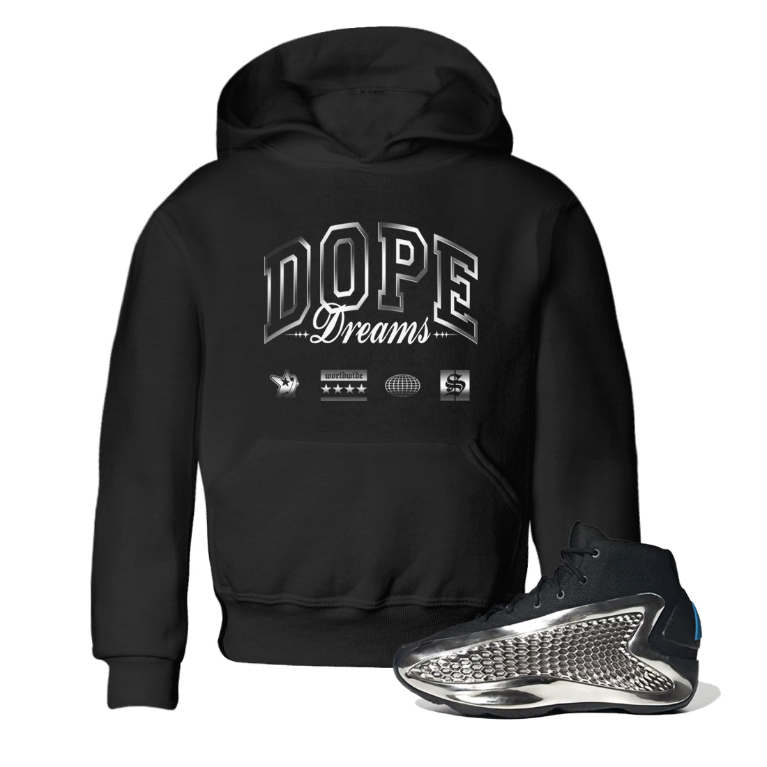 Dope Dreams snkmatch Tees Kids - AE 1 Silver Metallic