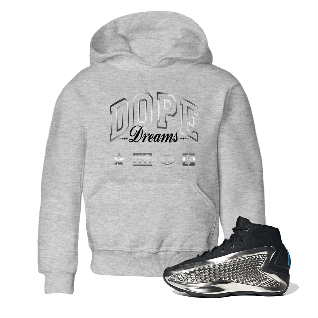 Dope Dreams snkmatch Tees Kids - AE 1 Silver Metallic