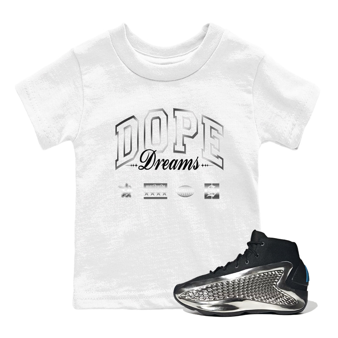 Dope Dreams snkmatch Tees Kids - AE 1 Silver Metallic