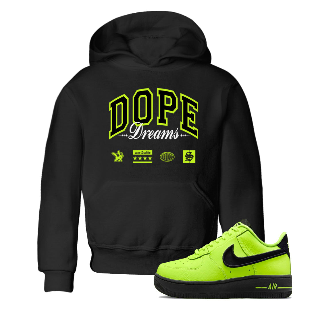 Dope Dreams snkmatch Tees Kids - Air Force 1 Volt