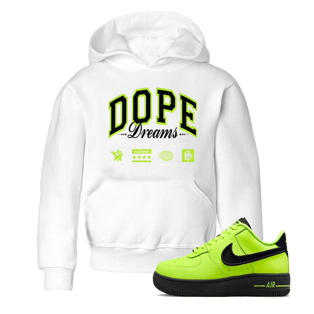 Dope Dreams snkmatch Tees Kids - Air Force 1 Volt