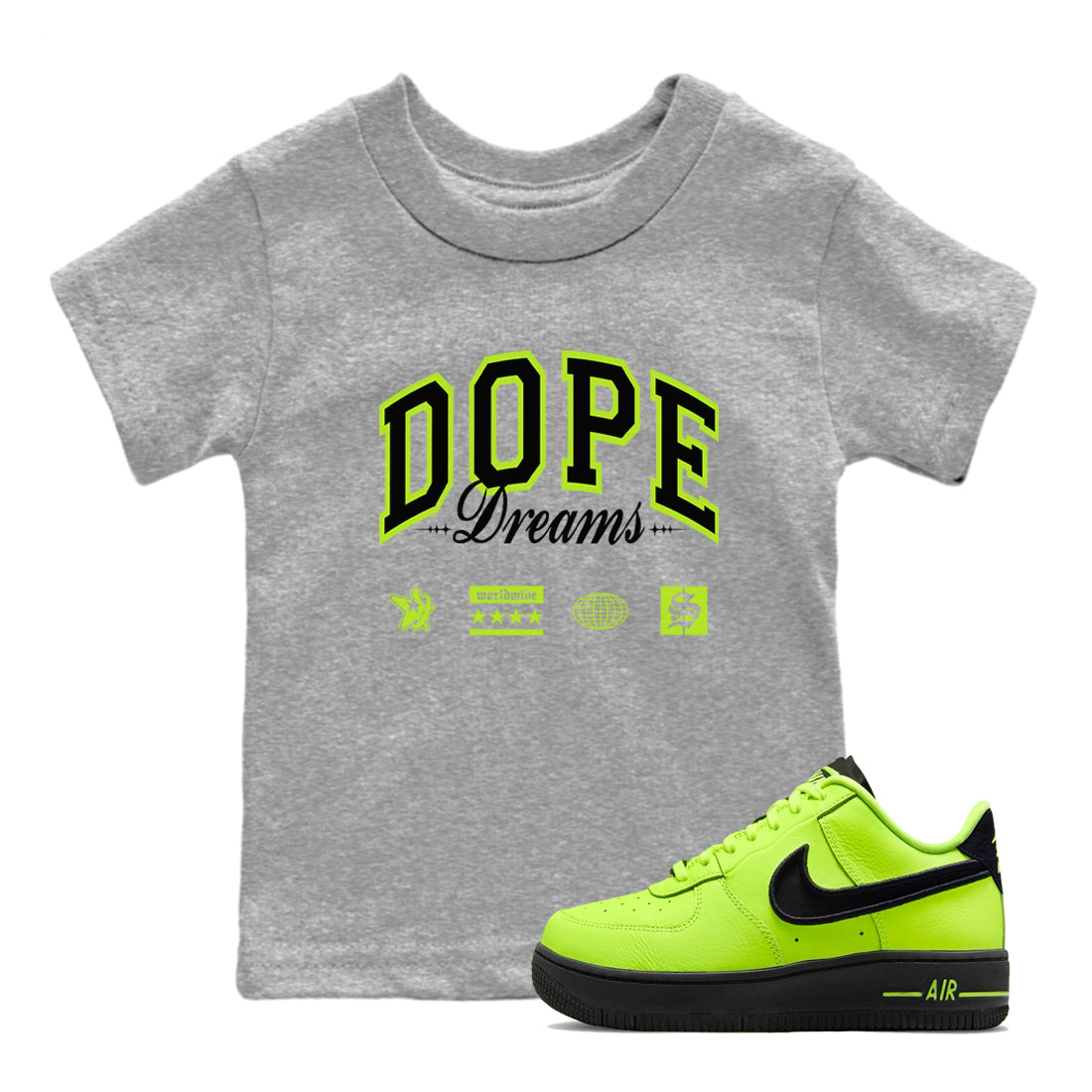 Dope Dreams snkmatch Tees Kids - Air Force 1 Volt