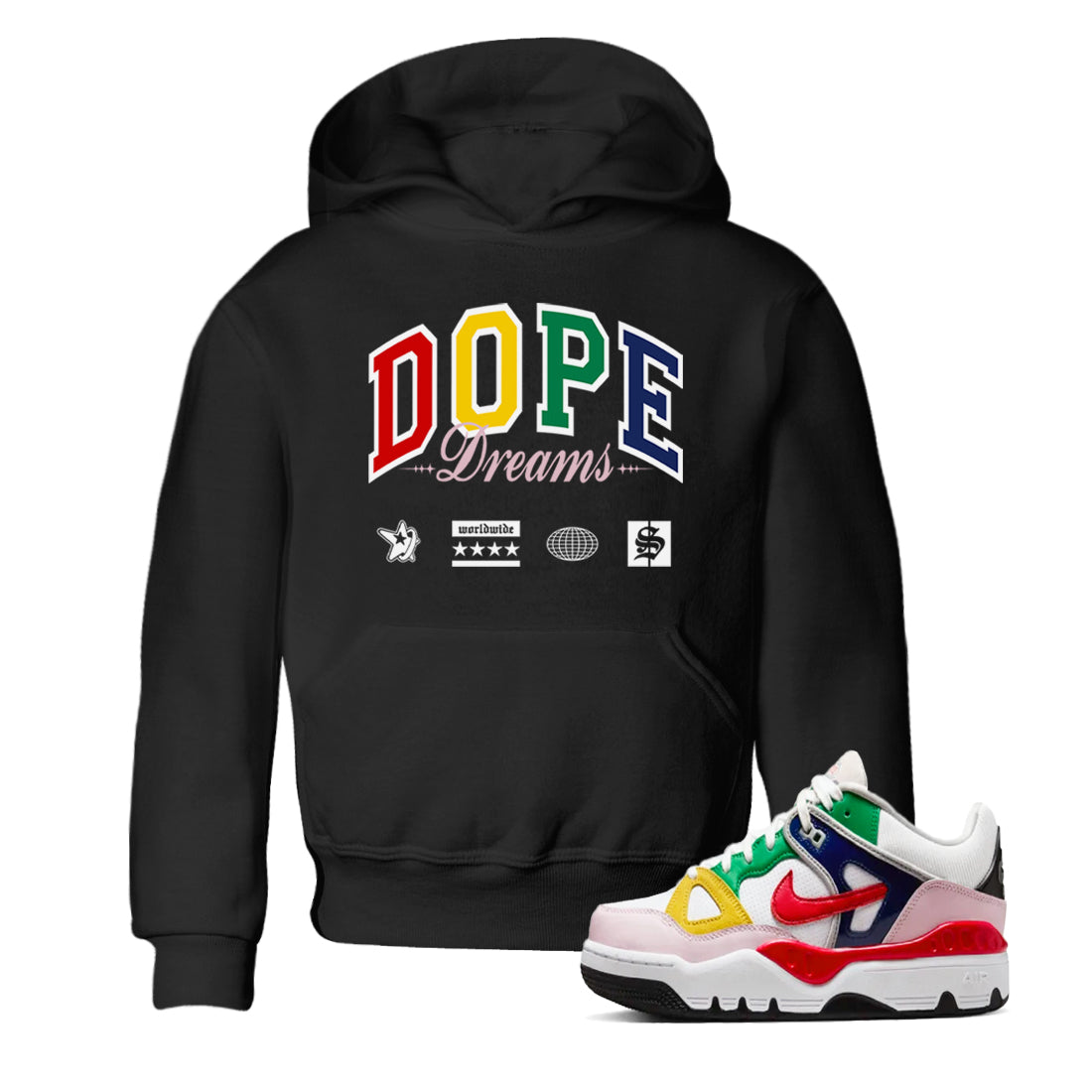 Dope Dreams snkmatch Tees Kids - Air Force 3 Blue Void and Tour Yellow