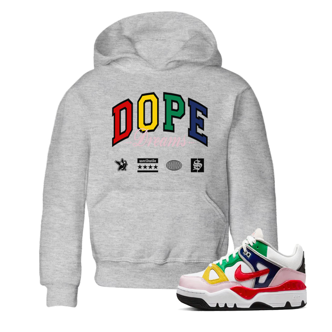 Dope Dreams snkmatch Tees Kids - Air Force 3 Blue Void and Tour Yellow