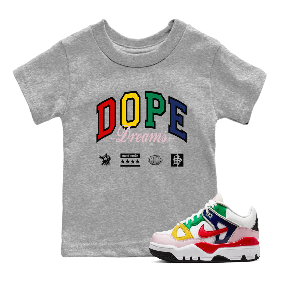 Dope Dreams snkmatch Tees Kids - Air Force 3 Blue Void and Tour Yellow