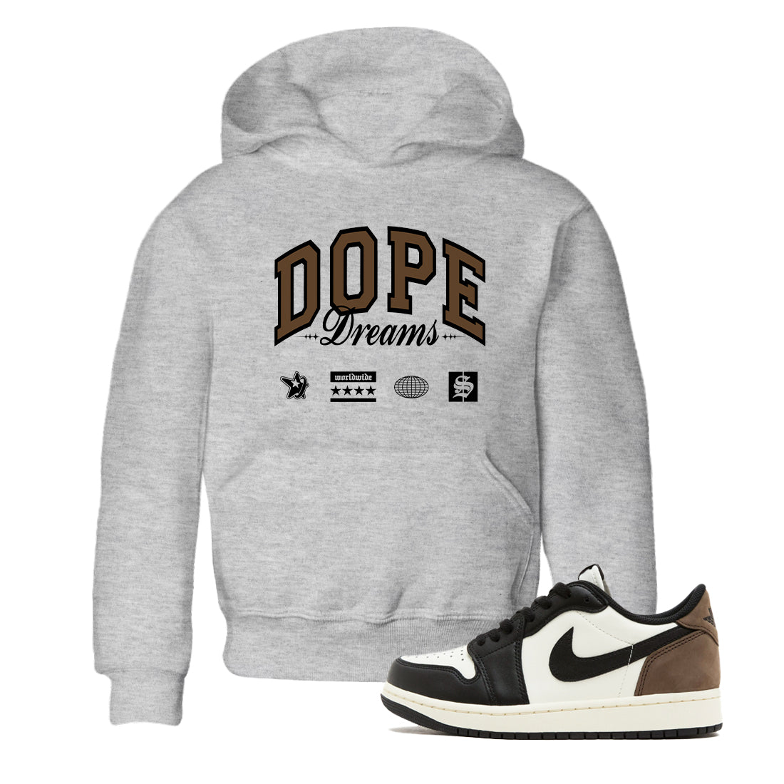 Dope Dreams snkmatch Tees Kids - Air Jordan 1 Mocha