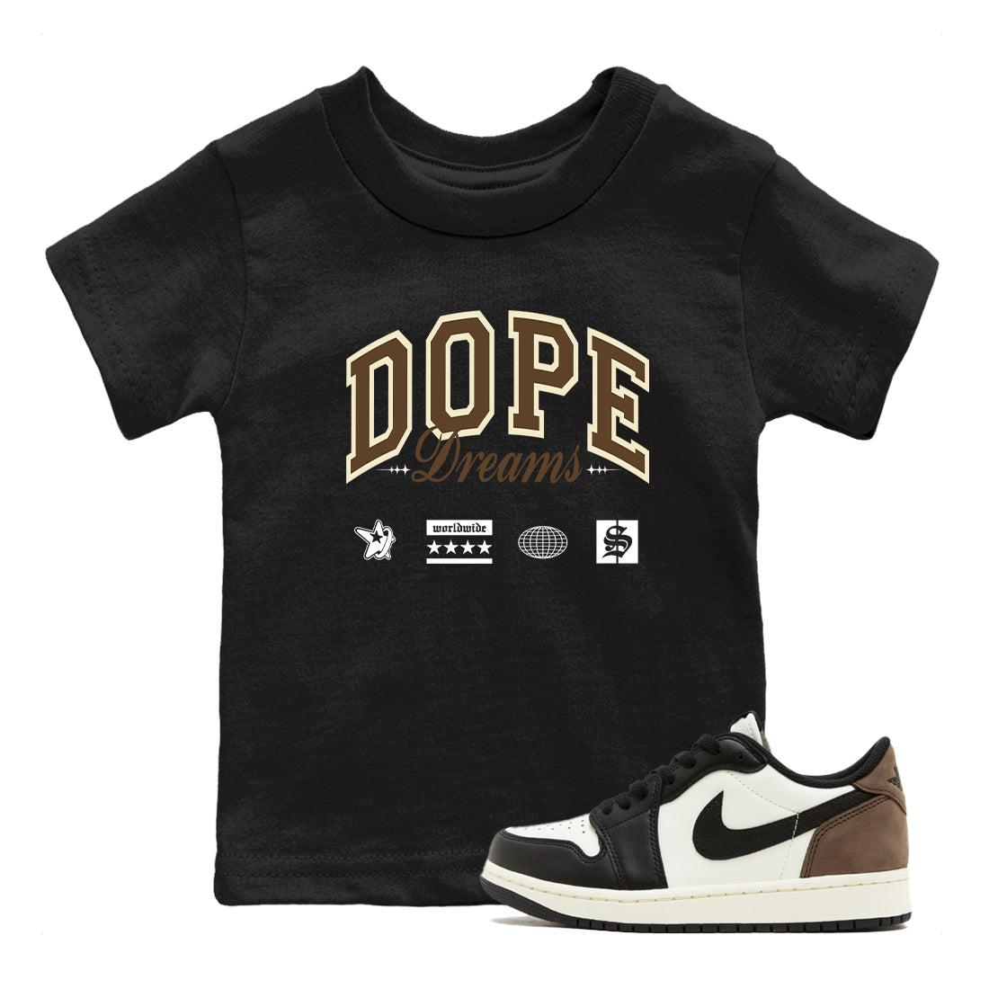 Dope Dreams snkmatch Tees Kids - Air Jordan 1 Mocha
