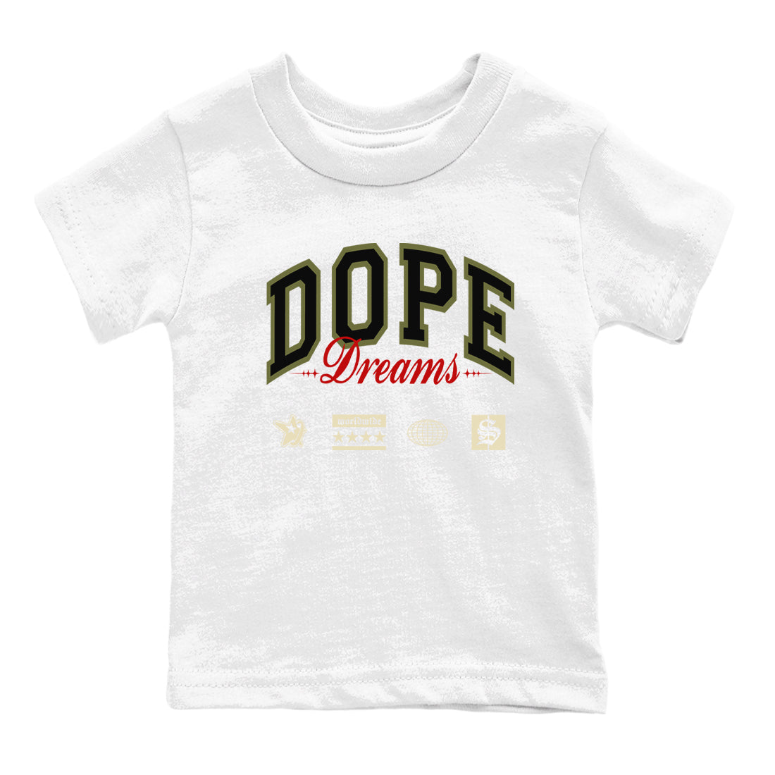 Dope Dreams snkmatch Tees Kids - Air Jordan 1 Travis Scott Medium Olive