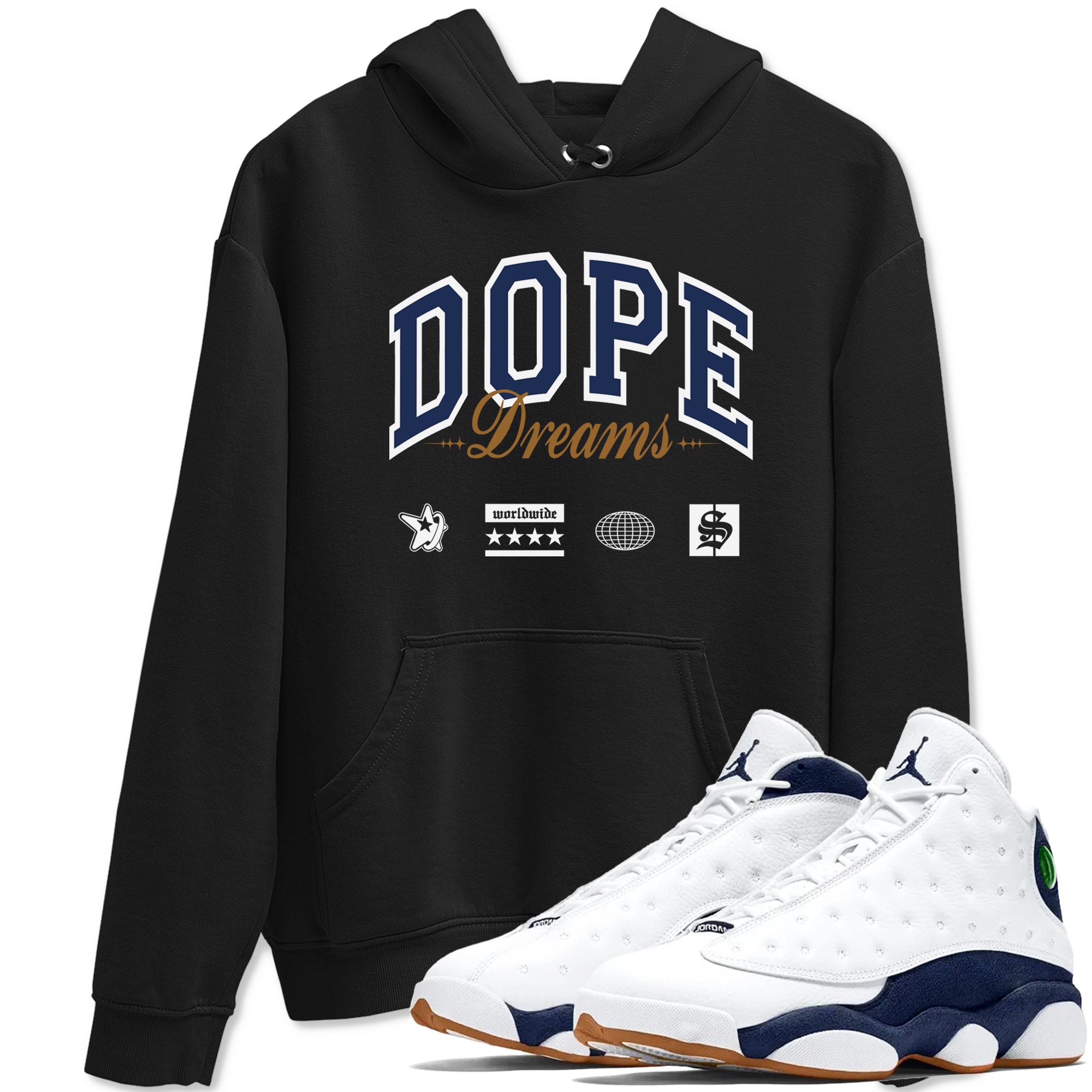 Dope Dreams snkmatch Tees - Air Jordan 13 Midnight Navy