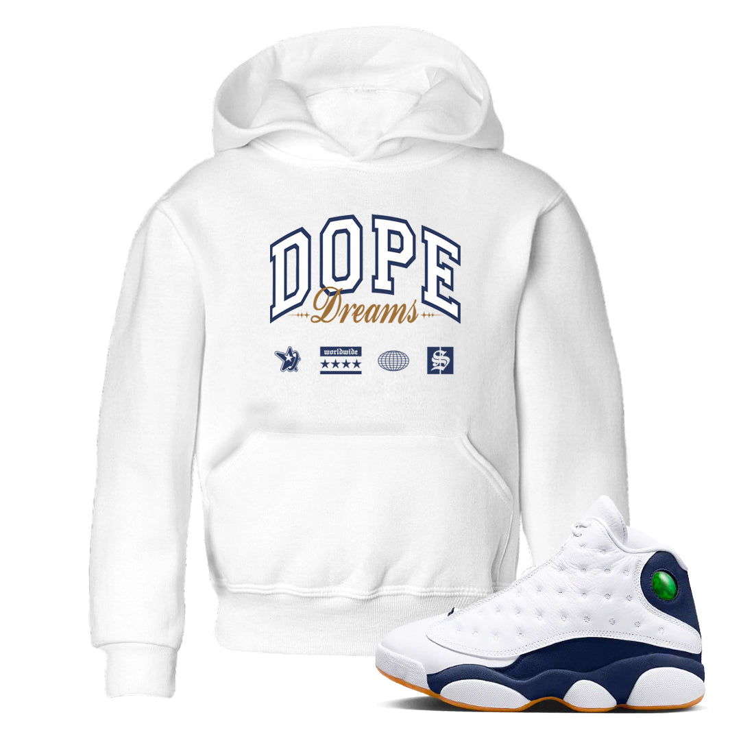 Dope Dreams snkmatch Tees Kids - Air Jordan 13 Midnight Navy