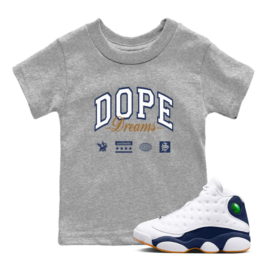 Dope Dreams snkmatch Tees Kids - Air Jordan 13 Midnight Navy