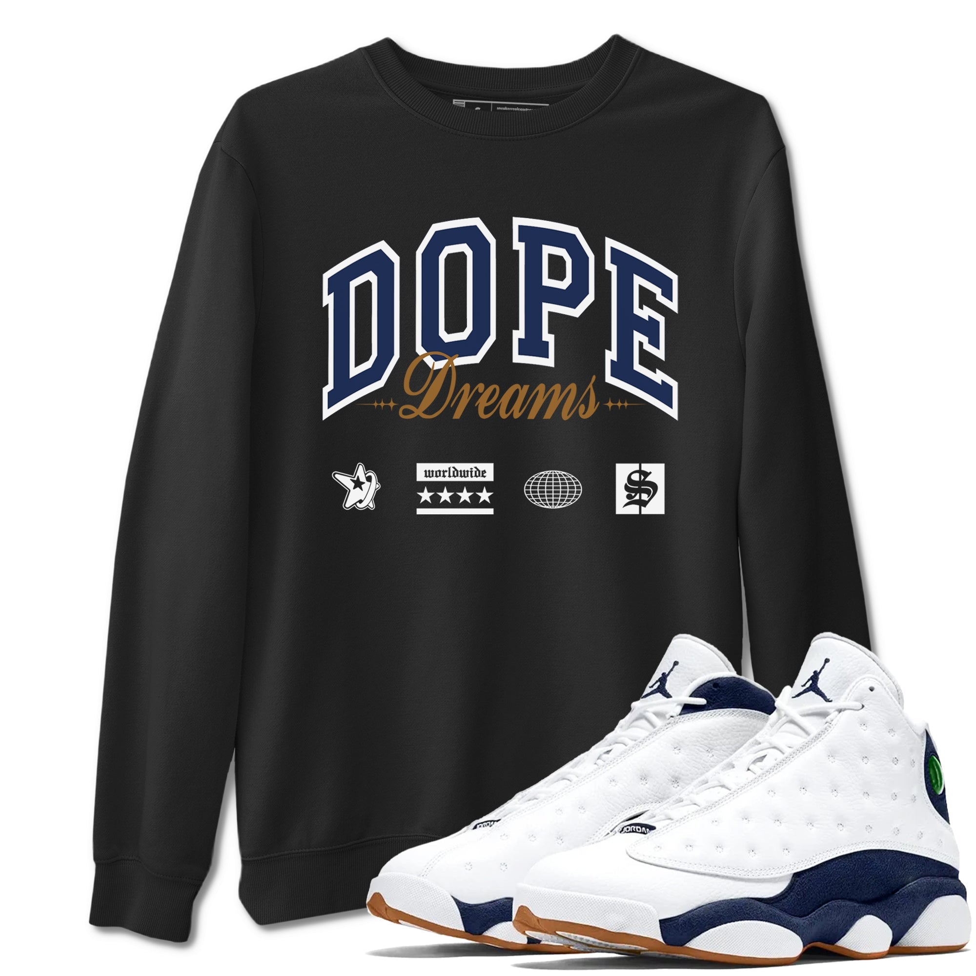Dope Dreams snkmatch Tees - Air Jordan 13 Midnight Navy