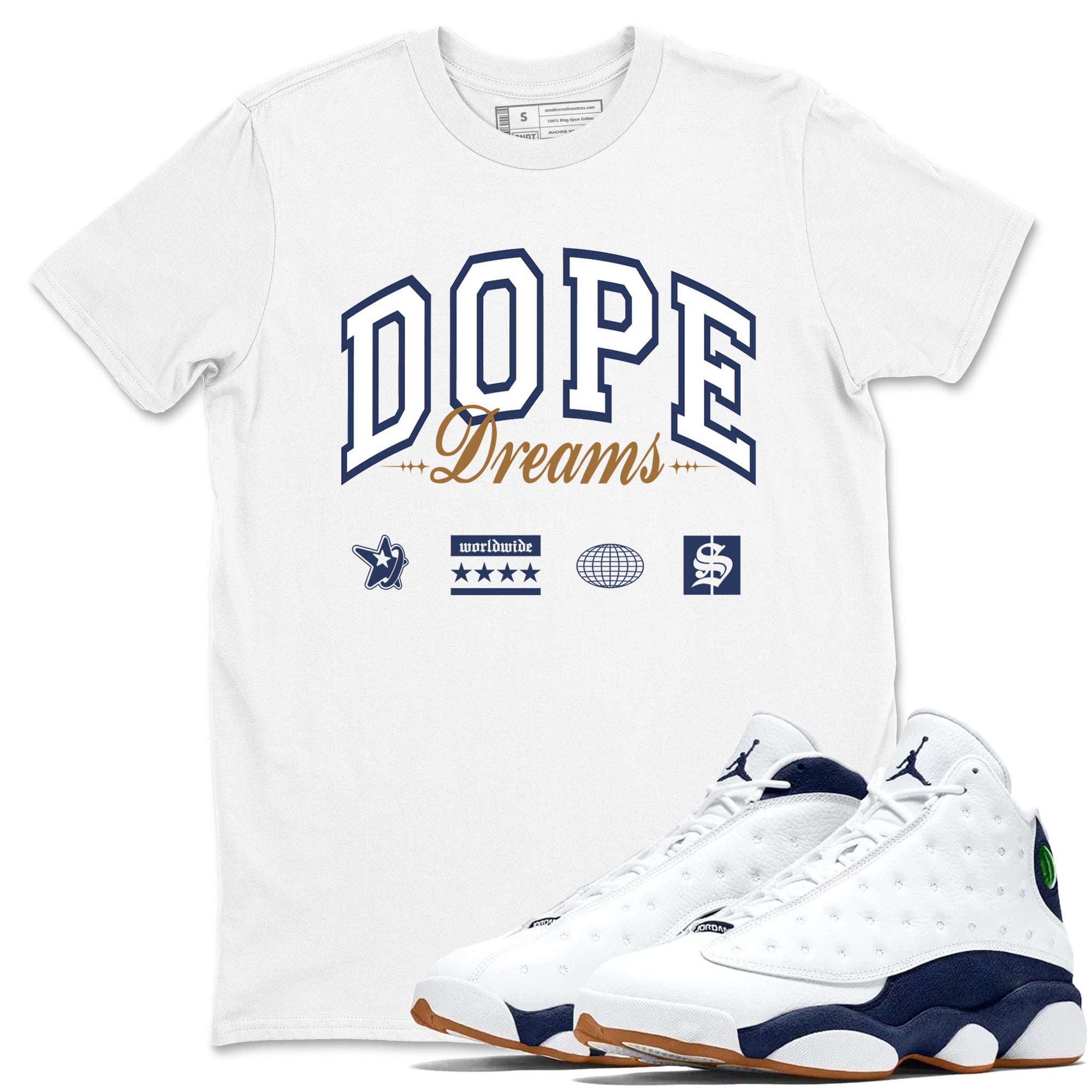 Dope Dreams snkmatch Tees - Air Jordan 13 Midnight Navy