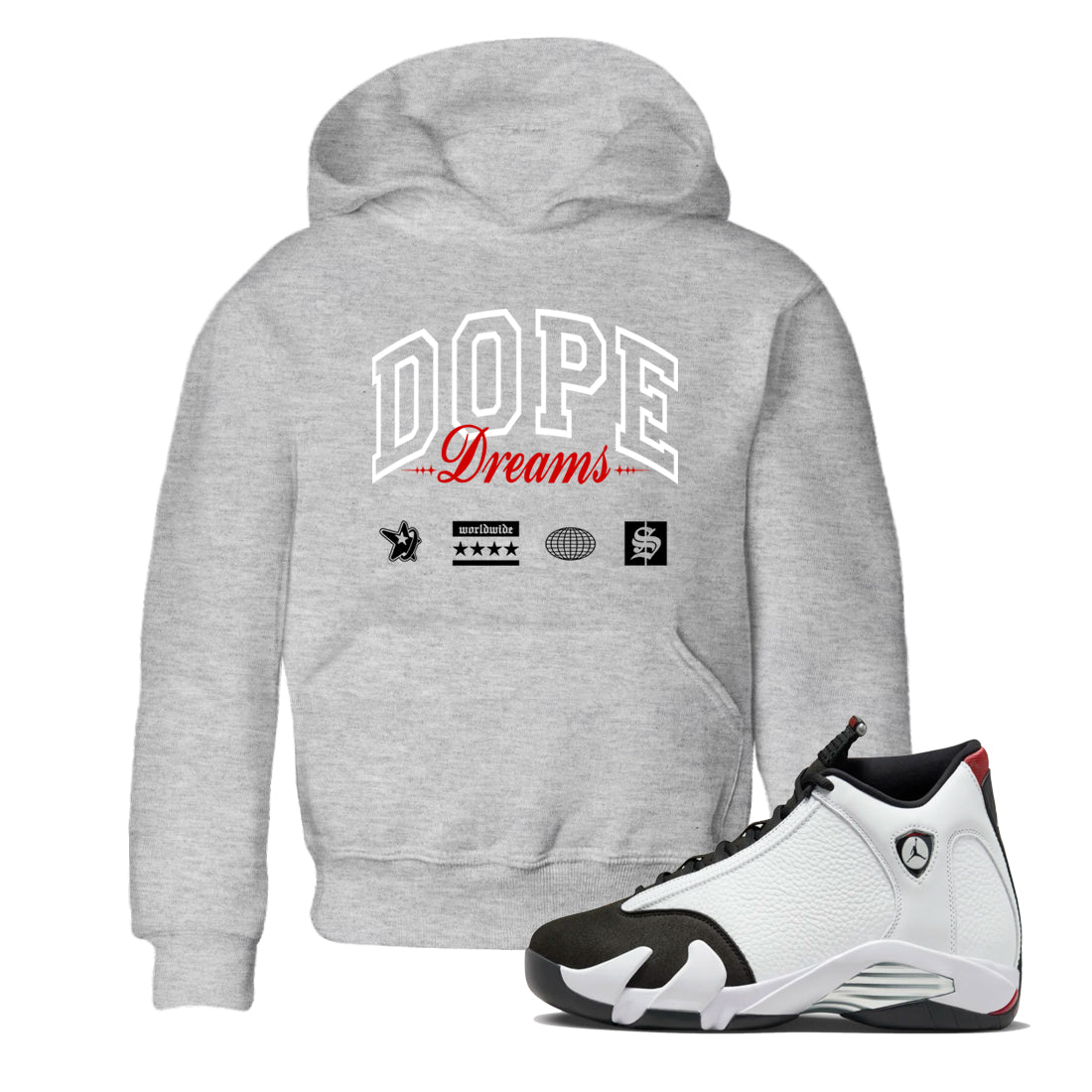Dope Dreams snkmatch Tees Kids - Air Jordan 14 Black Toe