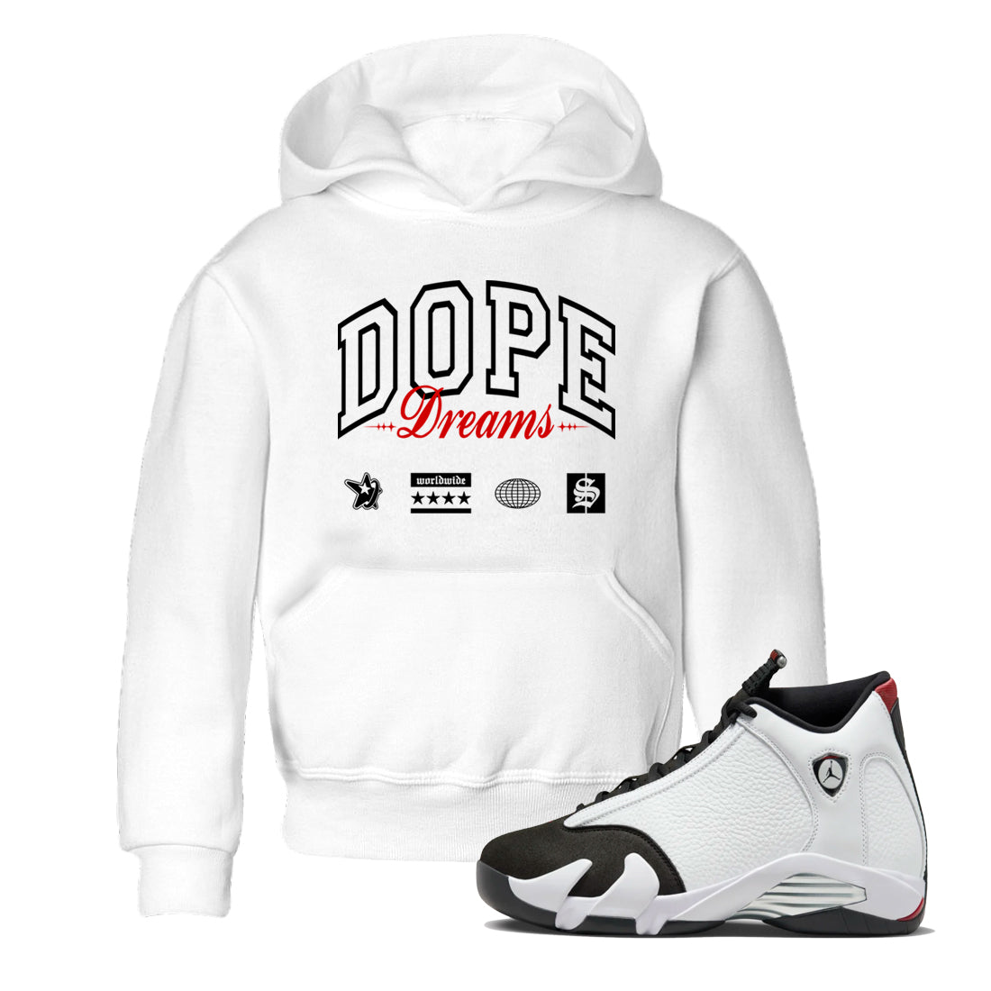 Dope Dreams snkmatch Tees Kids - Air Jordan 14 Black Toe
