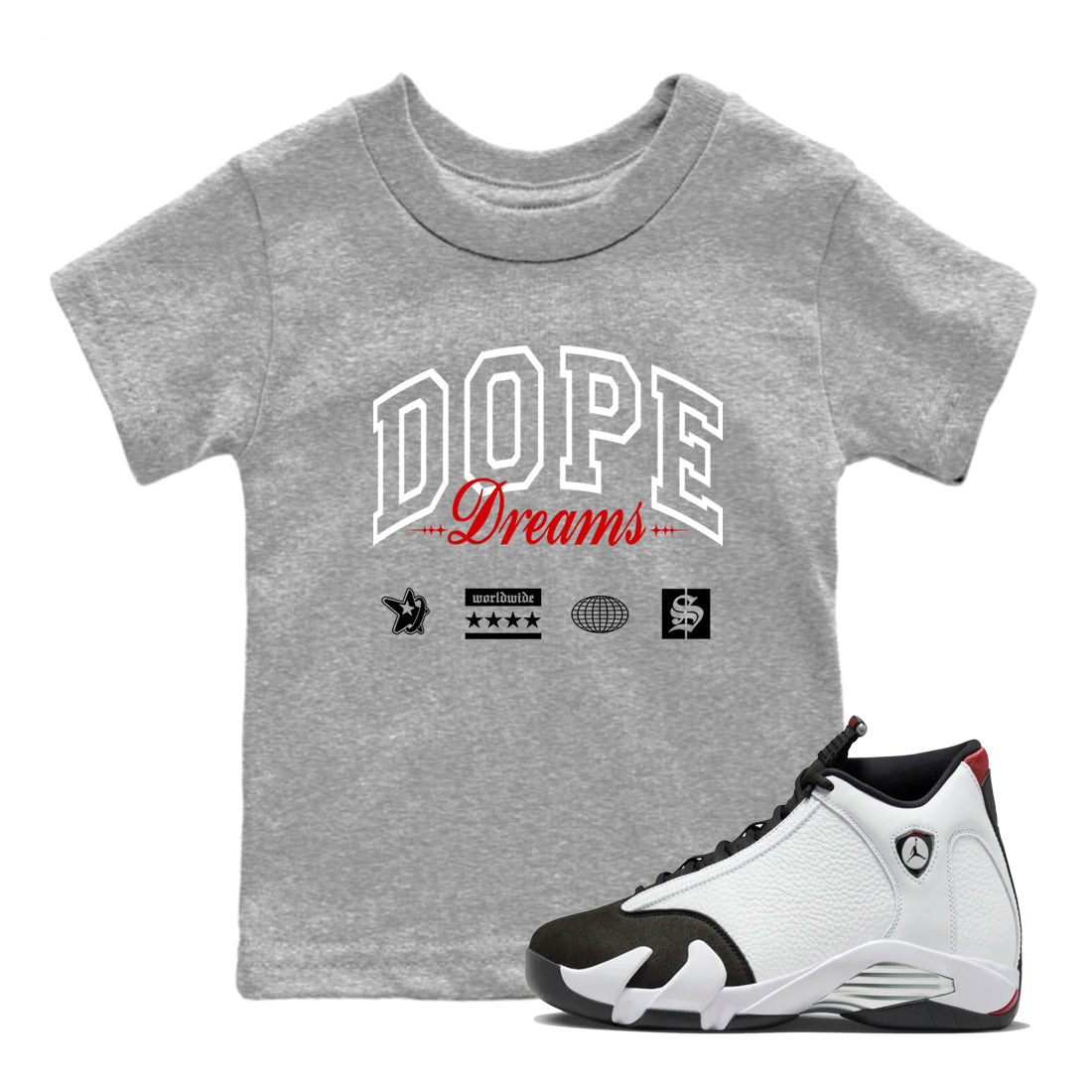 Dope Dreams snkmatch Tees Kids - Air Jordan 14 Black Toe