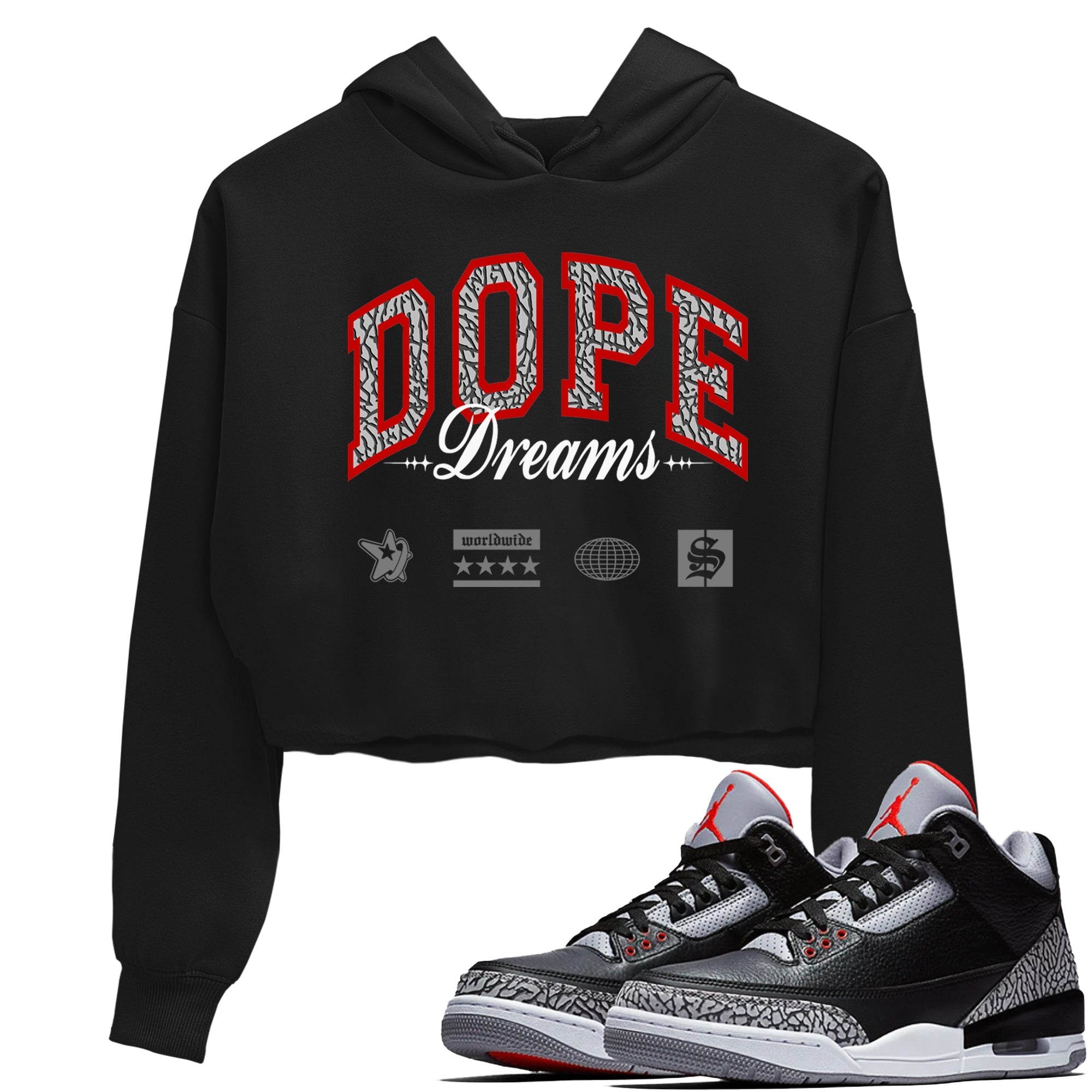 Dope Dreams snkmatch Women's Top - Air Jordan 3 Black Cement
