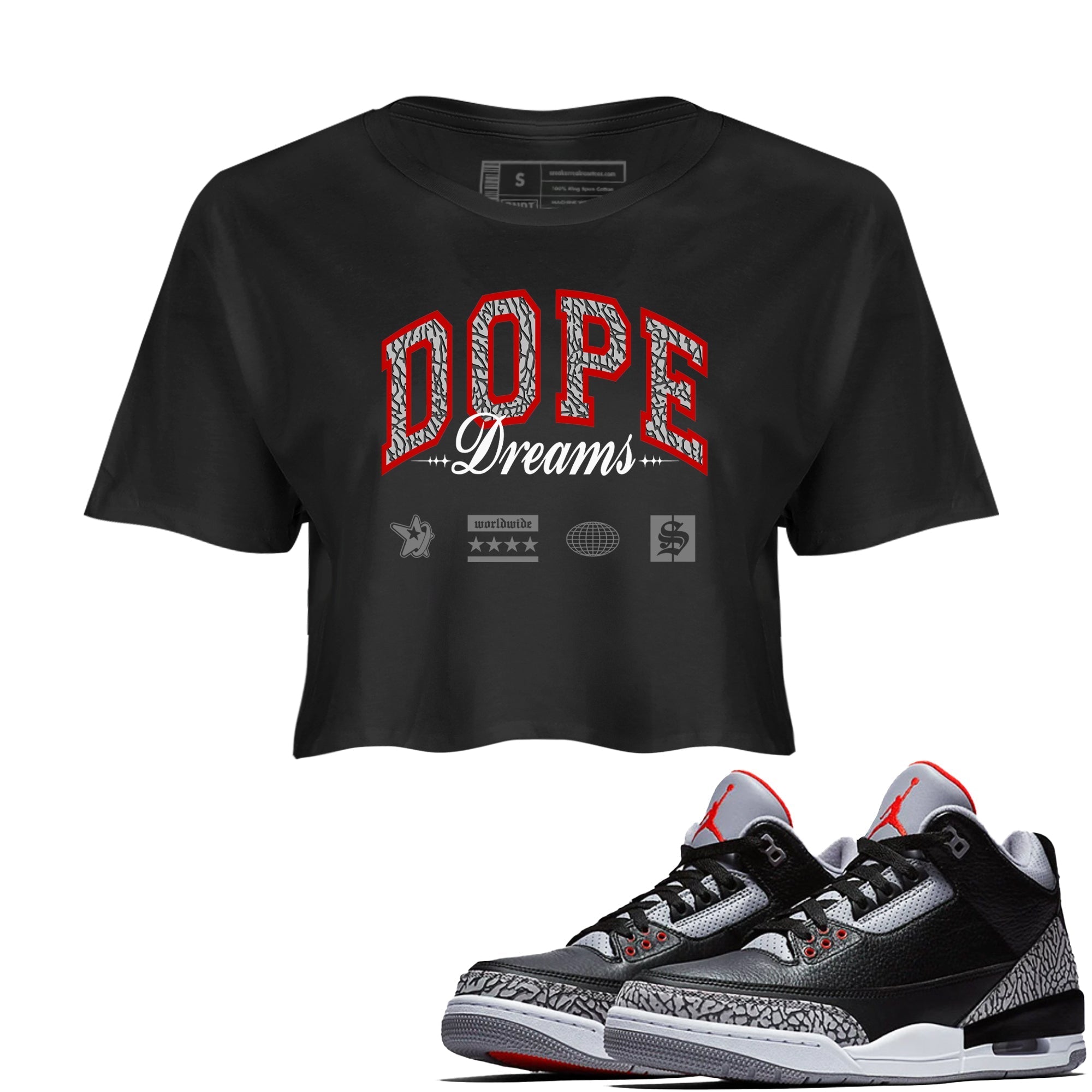 Dope Dreams snkmatch Women's Top - Air Jordan 3 Black Cement