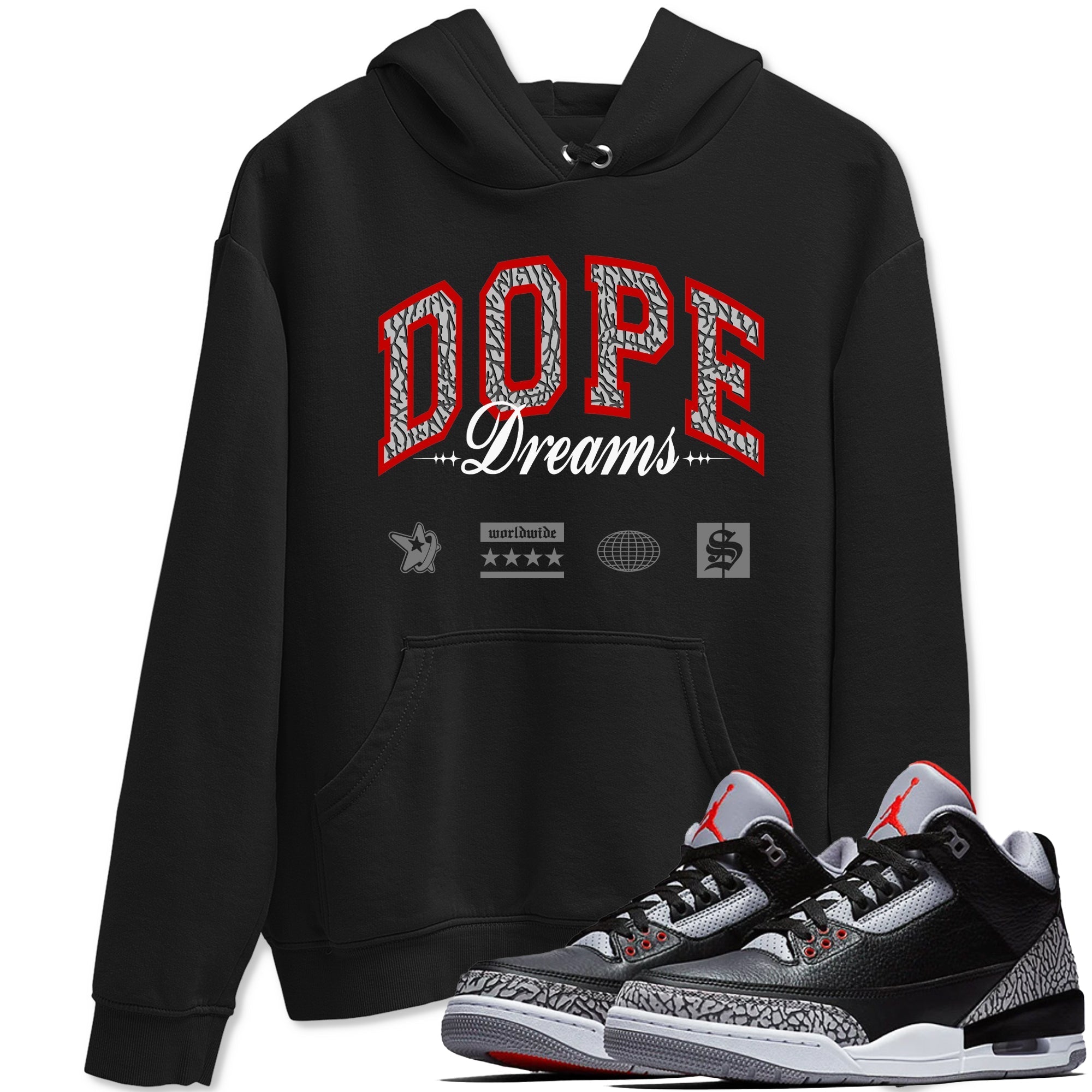 Dope Dreams snkmatch Tees - Air Jordan 3 Black Cement