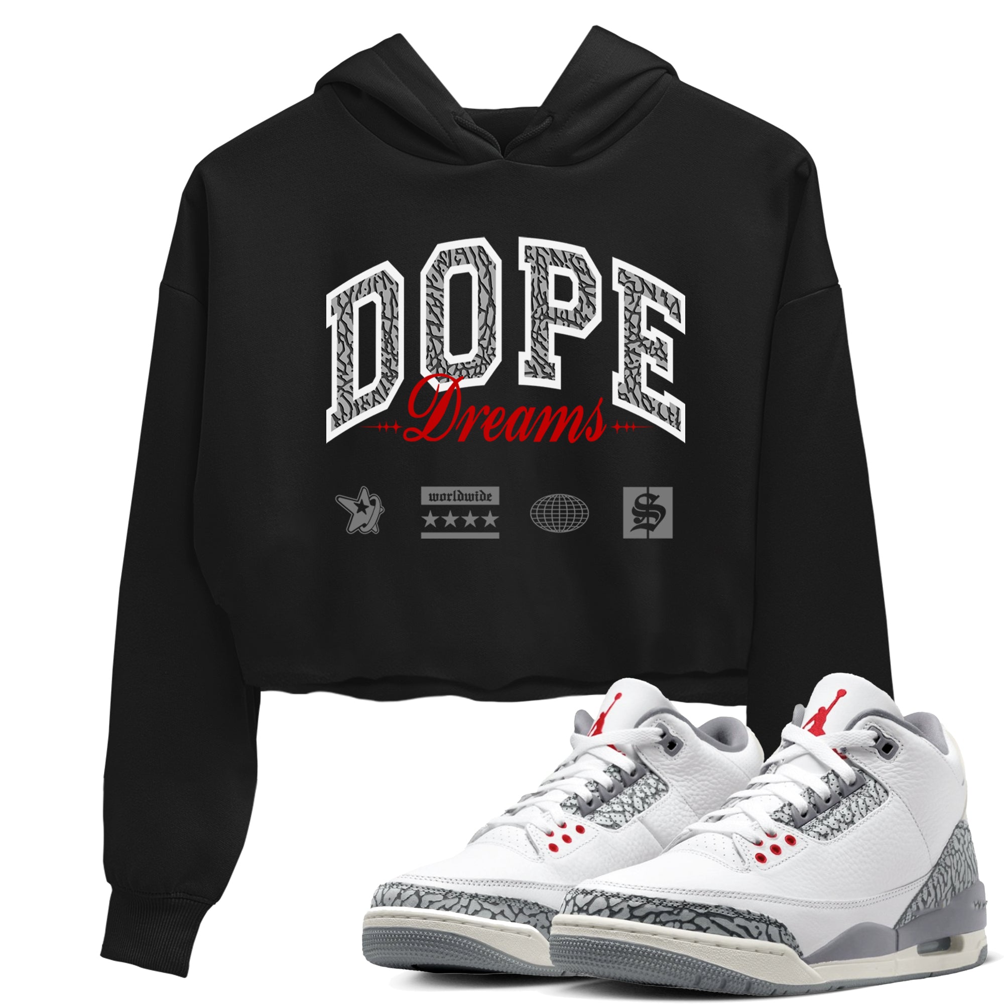 Dope Dreams snkmatch Women's Top - Air Jordan 3 Cement Grey