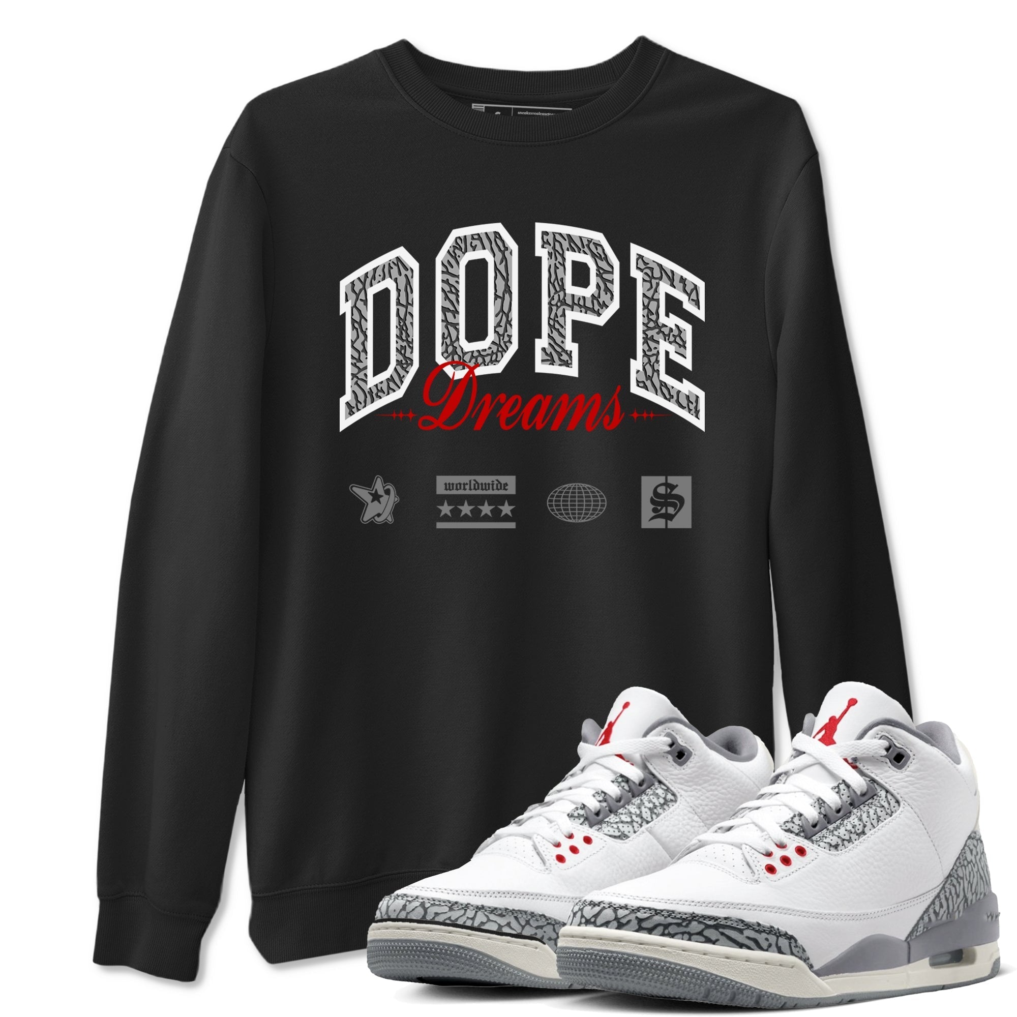 Dope Dreams snkmatch Tees - Air Jordan 3 Cement Grey