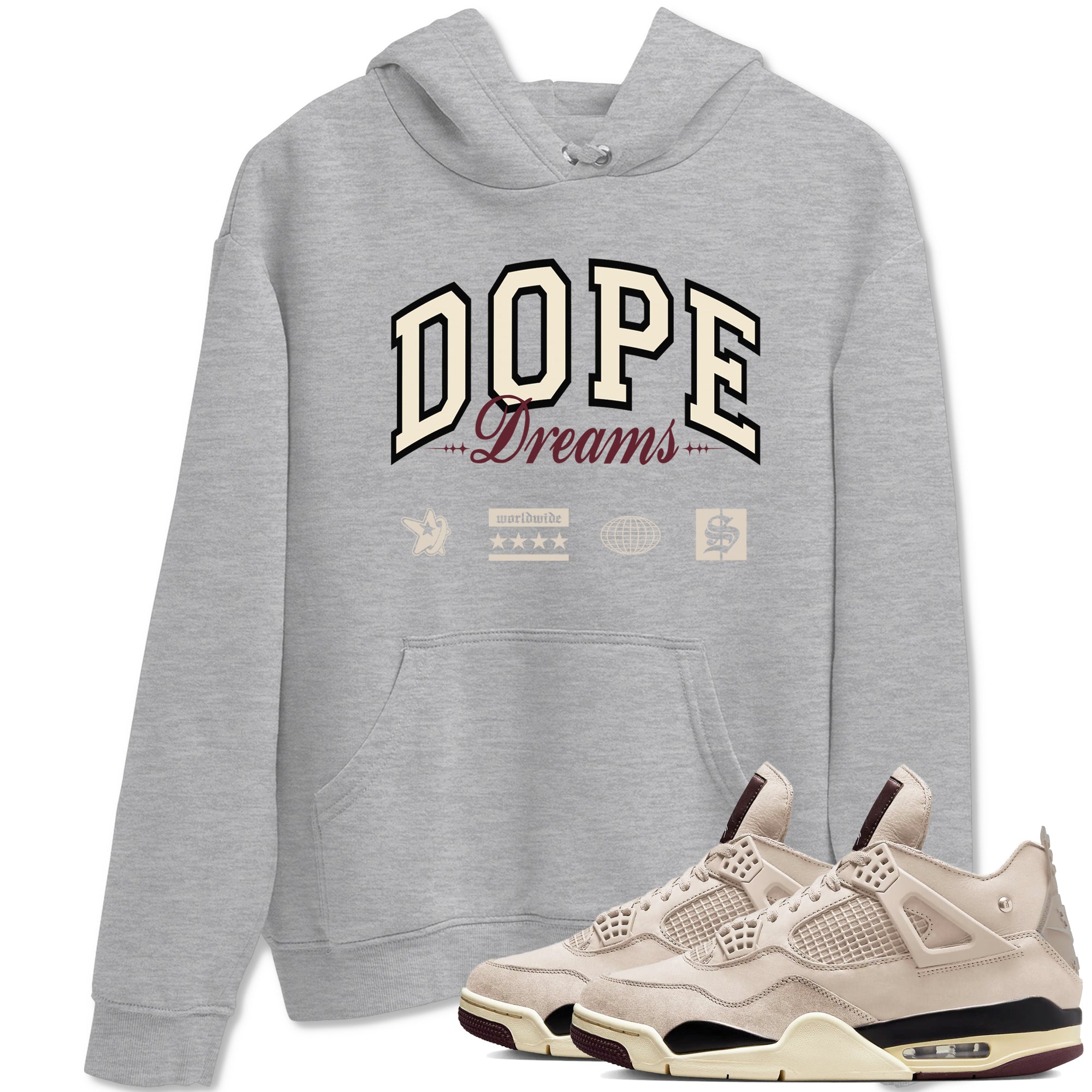 Dope Dreams snkmatch Tees - Air Jordan 4 A Ma Maniere x Fossil Stone