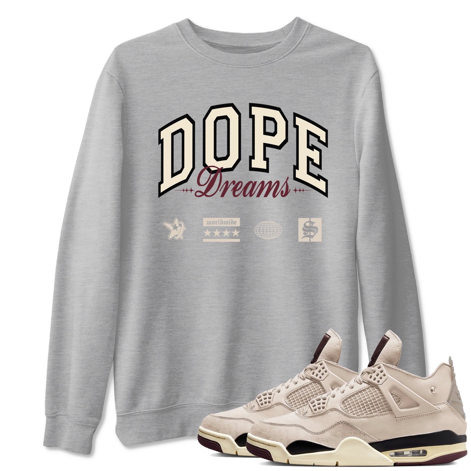 Dope Dreams snkmatch Tees - Air Jordan 4 A Ma Maniere x Fossil Stone