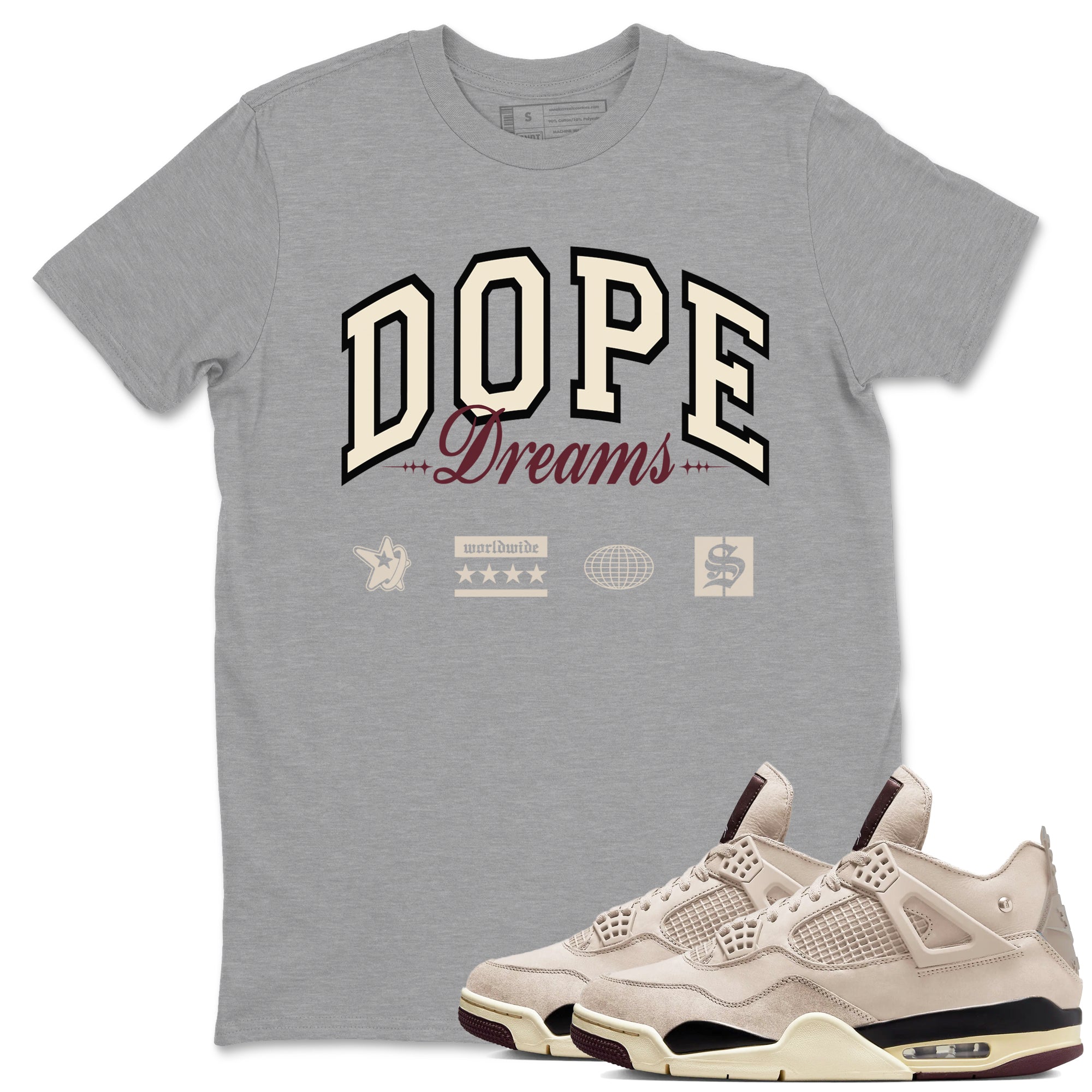 Dope Dreams snkmatch Tees - Air Jordan 4 A Ma Maniere x Fossil Stone