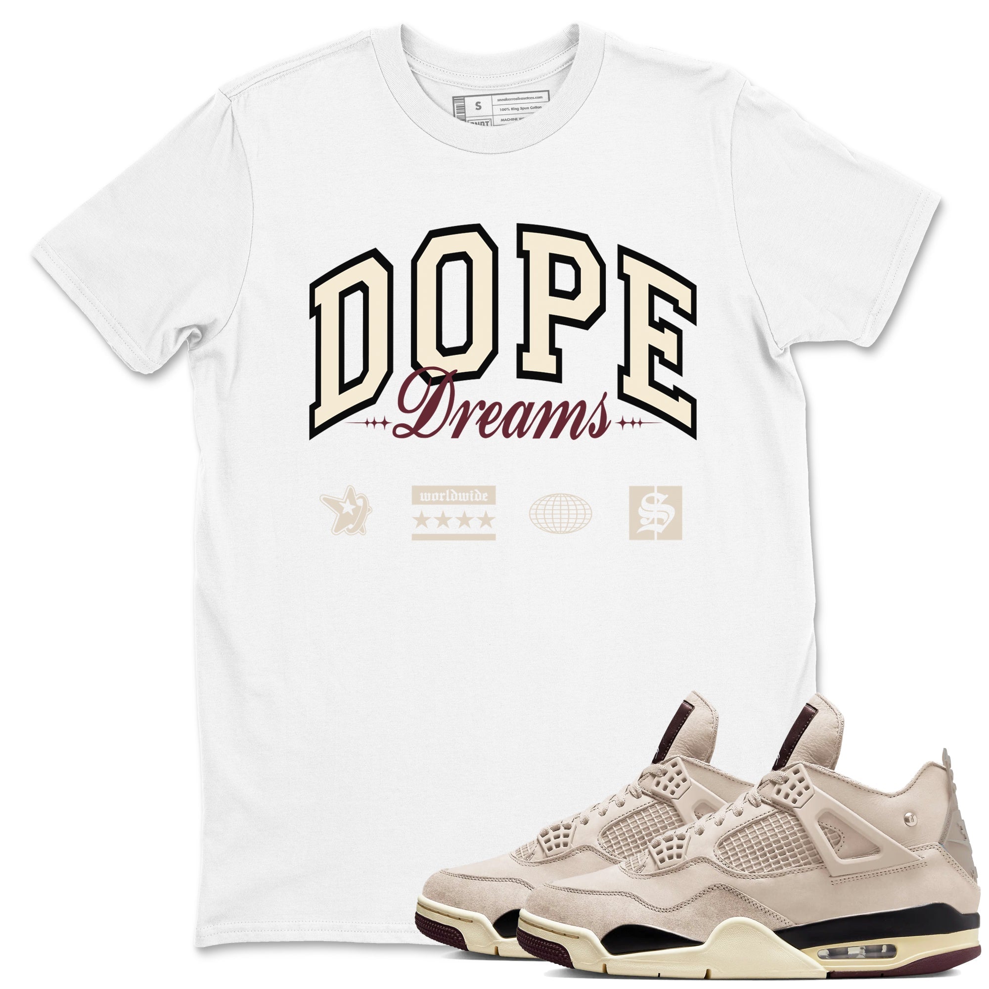 Dope Dreams snkmatch Tees - Air Jordan 4 A Ma Maniere x Fossil Stone