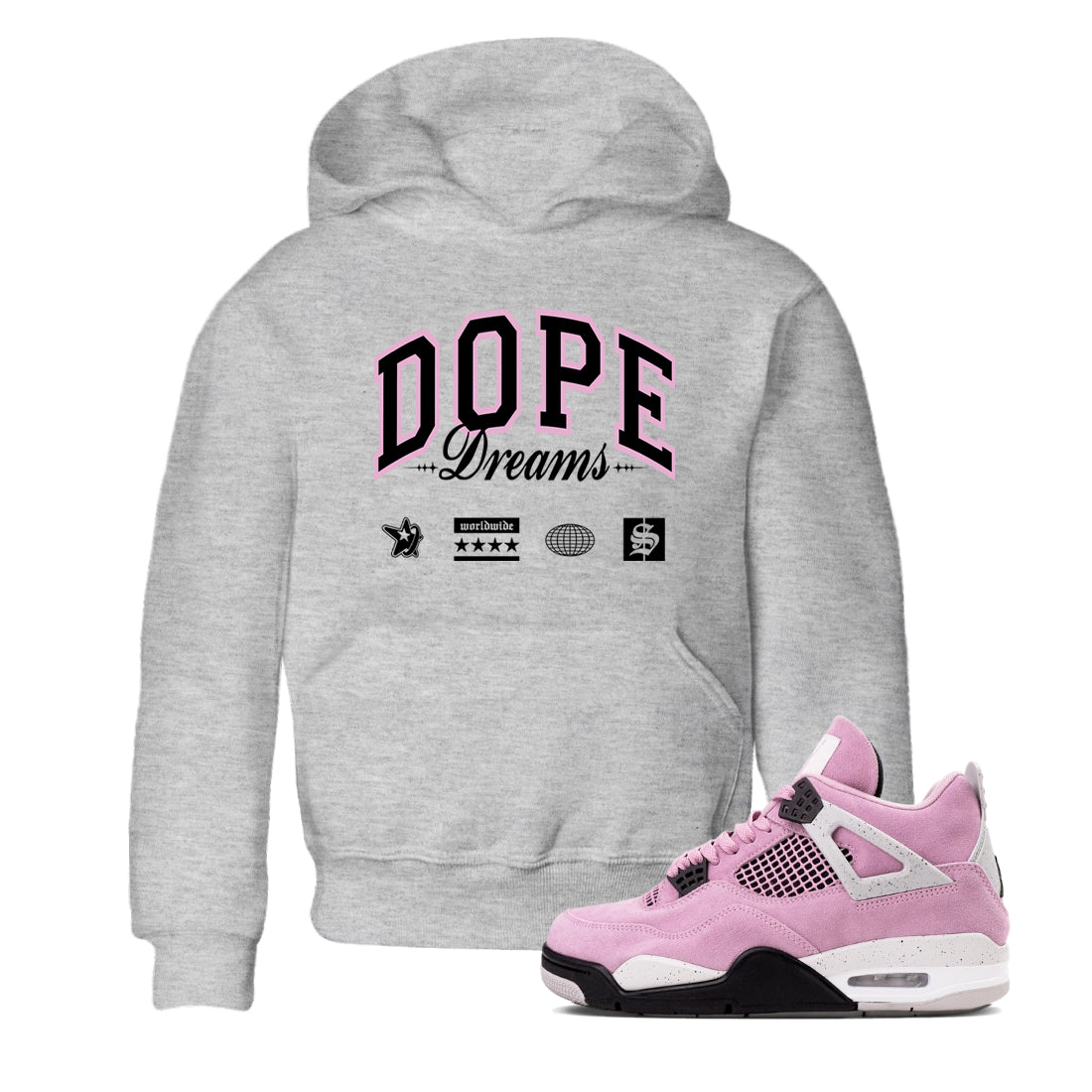 Dope Dreams snkmatch Tees Kids - Air Jordan 4 Orchid