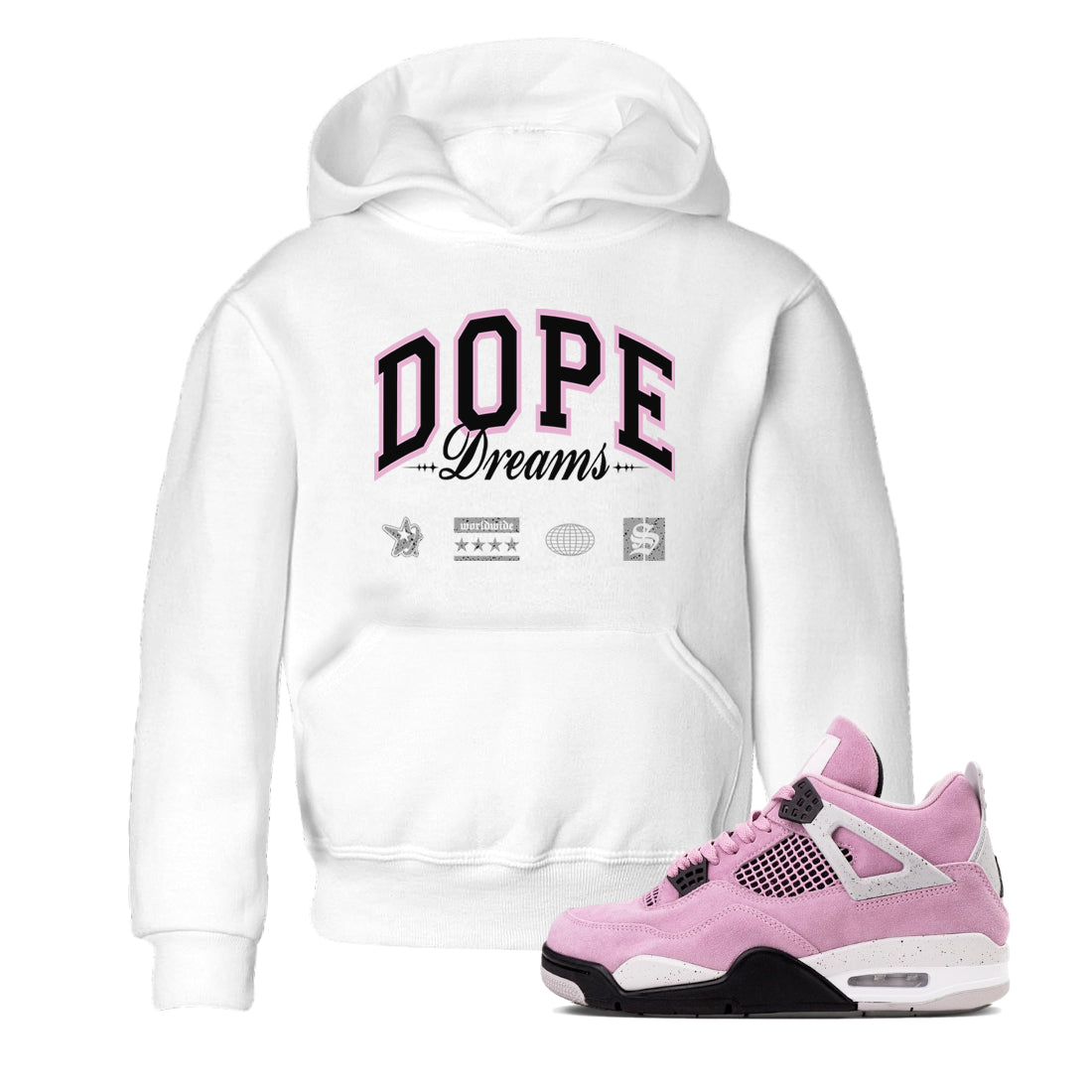 Dope Dreams snkmatch Tees Kids - Air Jordan 4 Orchid