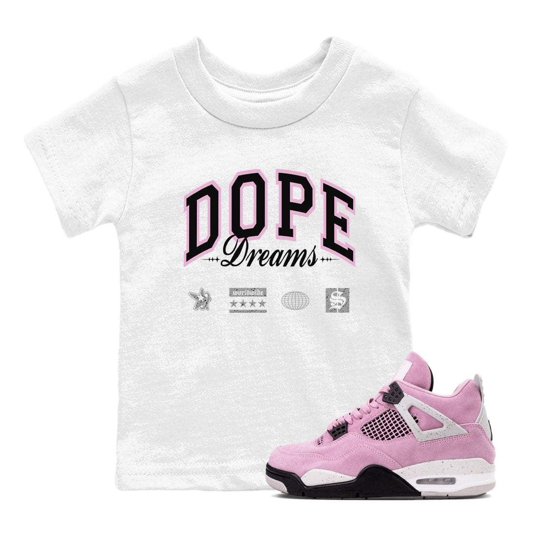 Dope Dreams snkmatch Tees Kids - Air Jordan 4 Orchid