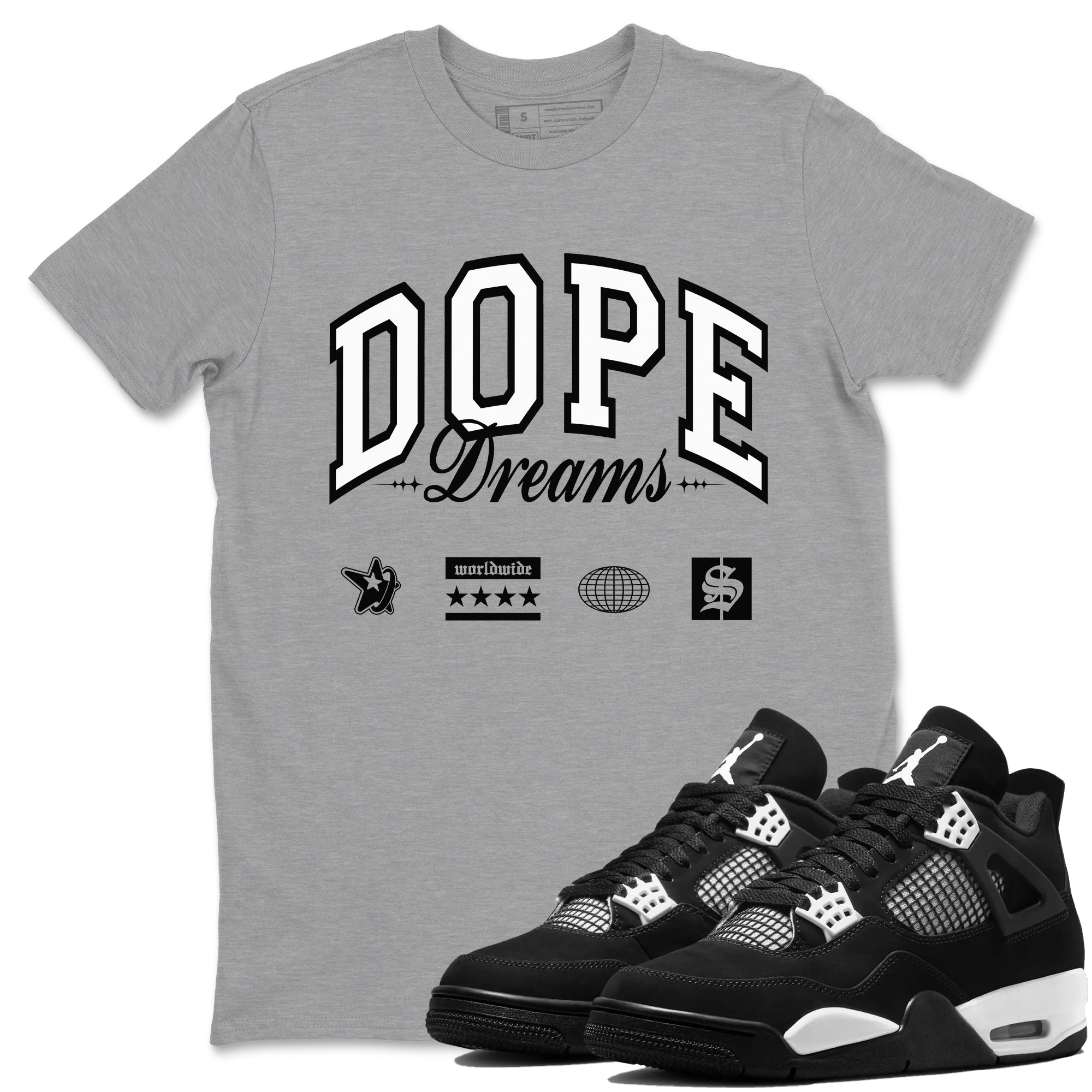 Dope Dreams snkmatch Tees - Air Jordan 4 White Thunder