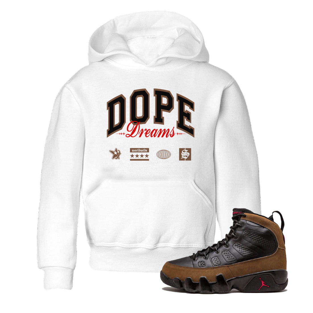 Dope Dreams snkmatch Tees Kids - Air Jordan 9 Olive