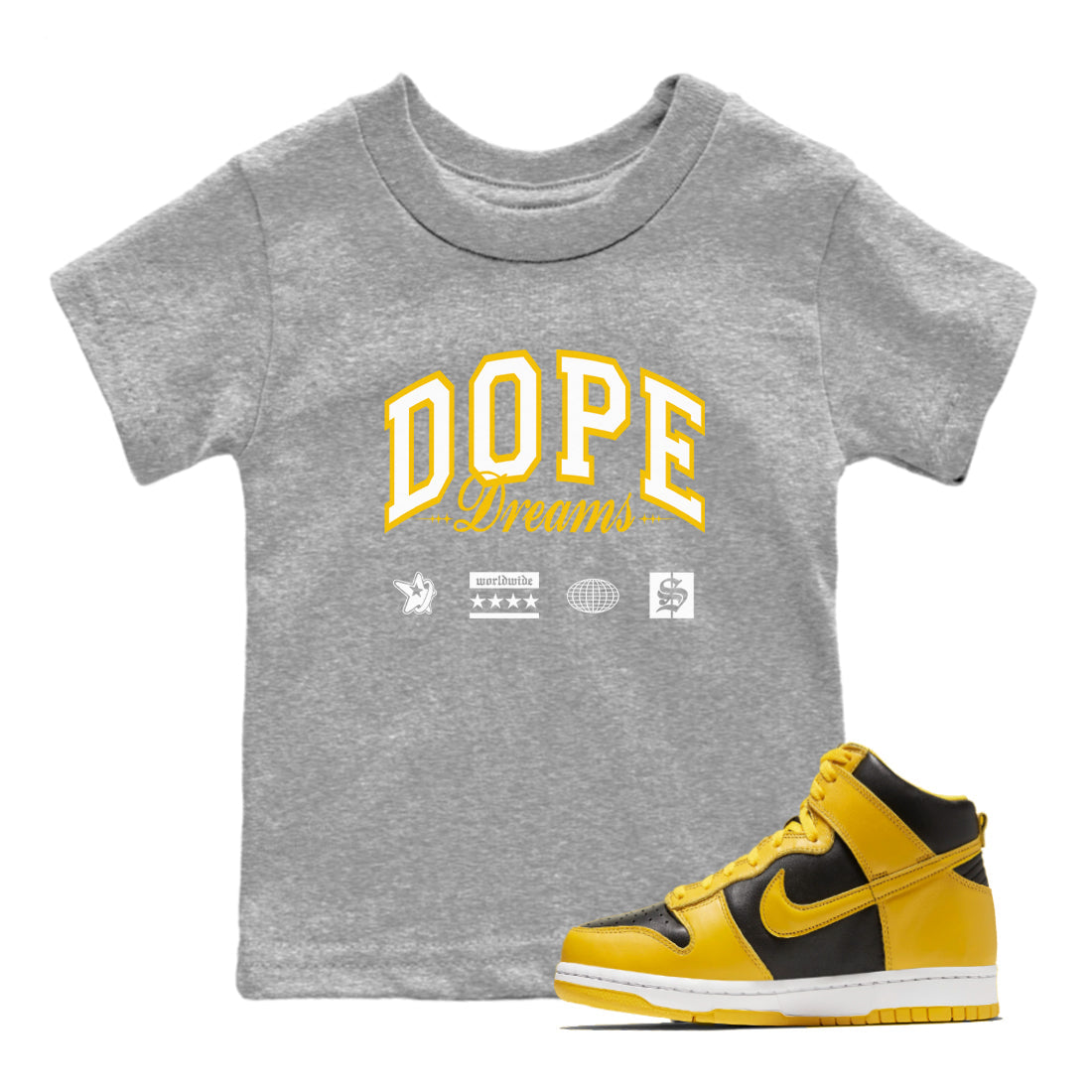 Dope Dreams snkmatch Tees Kids - Dunk High Pollen