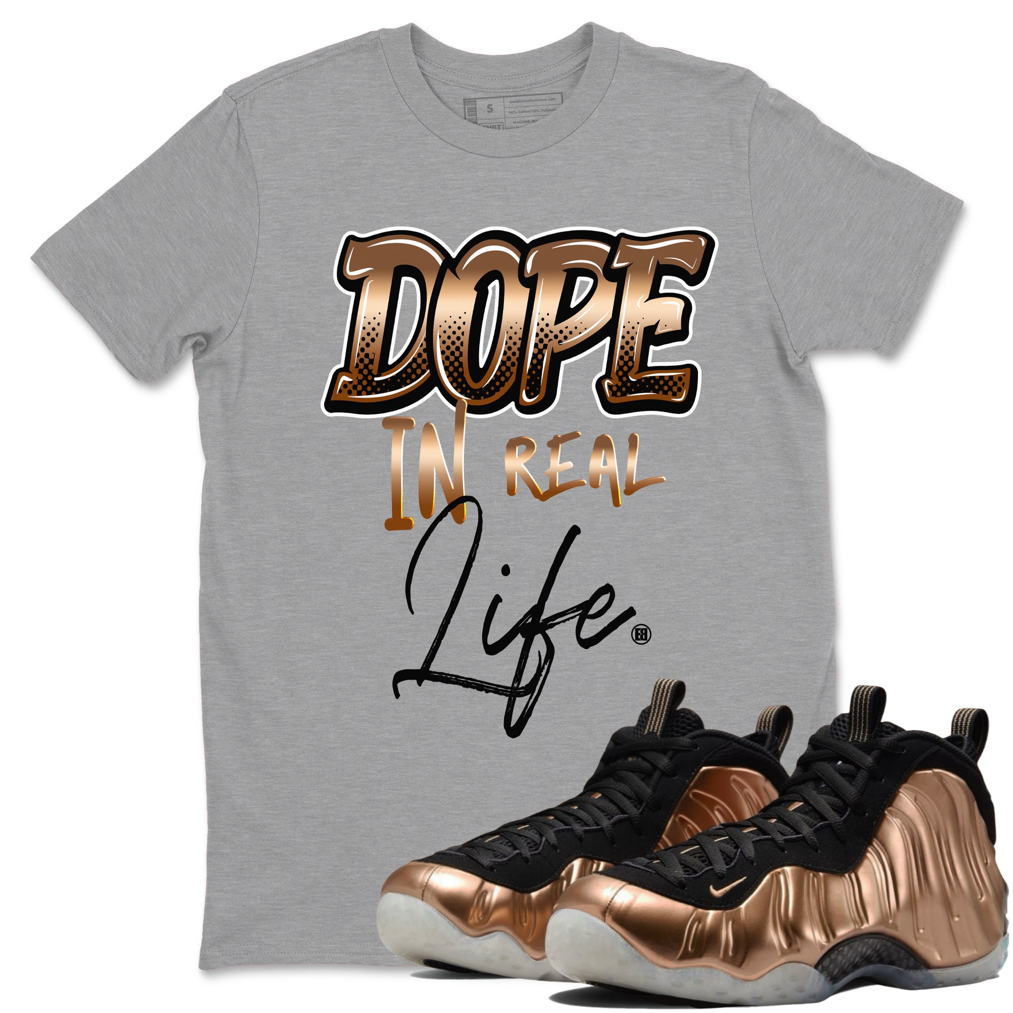 Dope In Real Life snkmatch Tees - Air Foamposite One Metallic Copper
