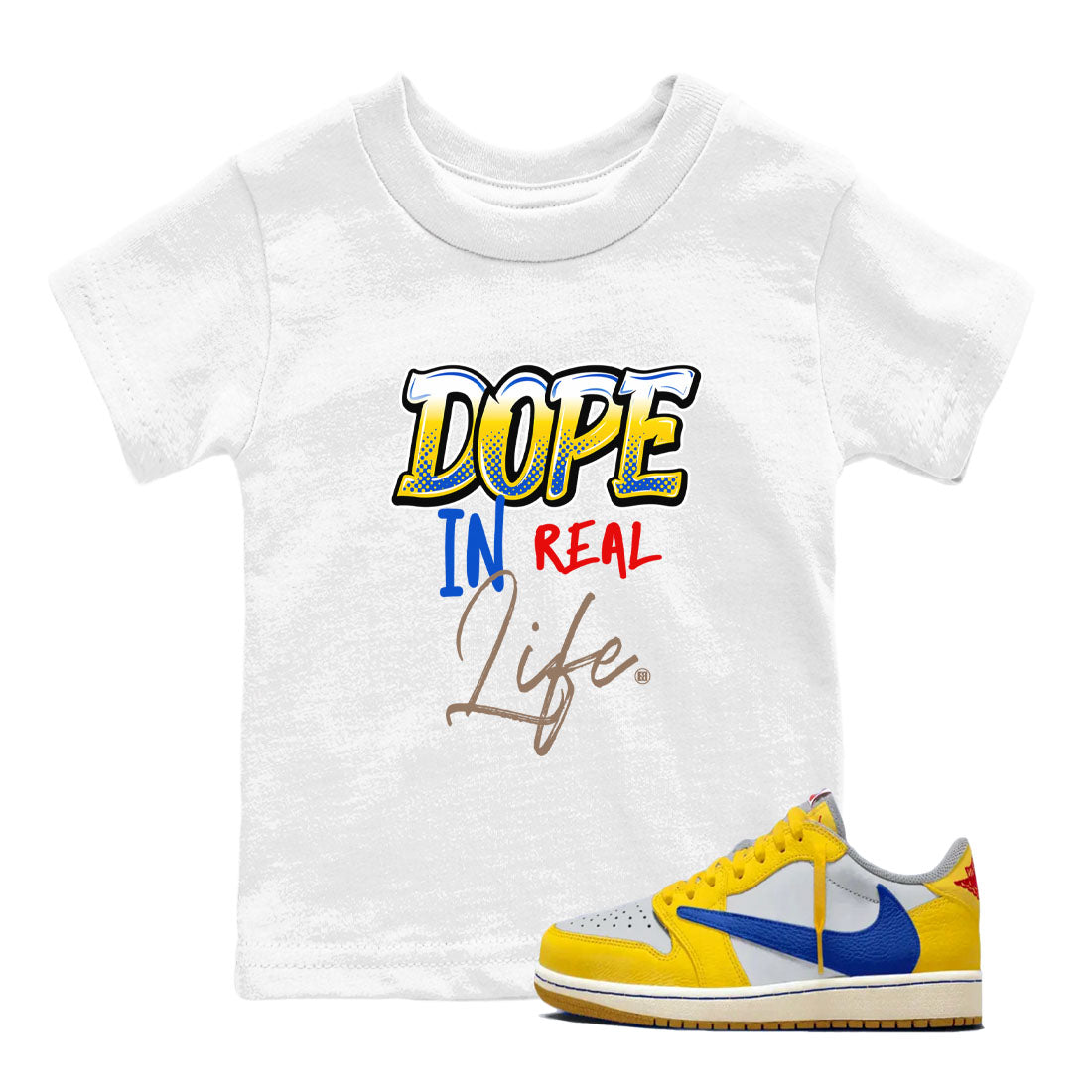 Dope In Real Life snkmatch Tees Kids - Air Jordan 1 Travis Scott Canary