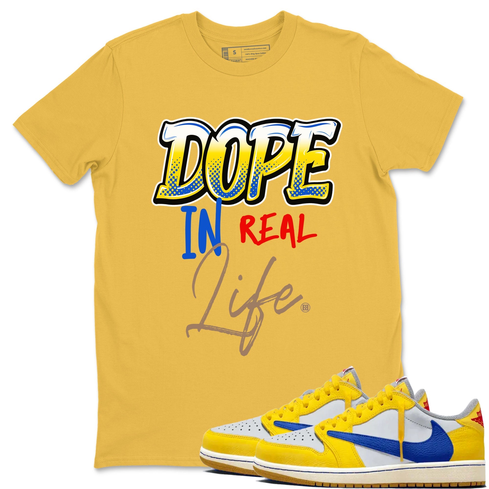 Dope In Real Life snkmatch Tees - Air Jordan 1 Travis Scott Canary