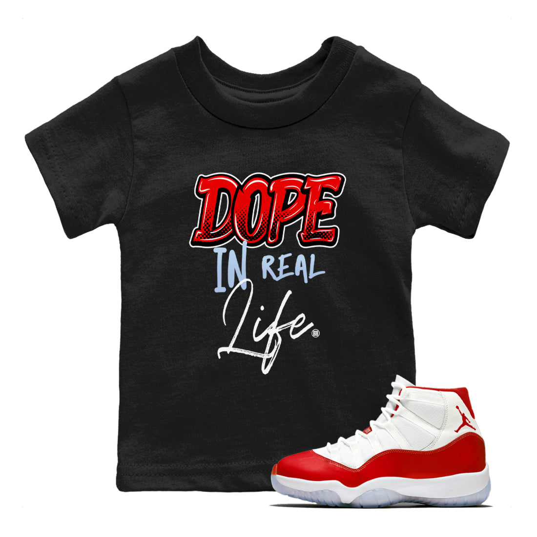 Dope In Real Life snkmatch Tees Kids - Air Jordan 11 Cherry