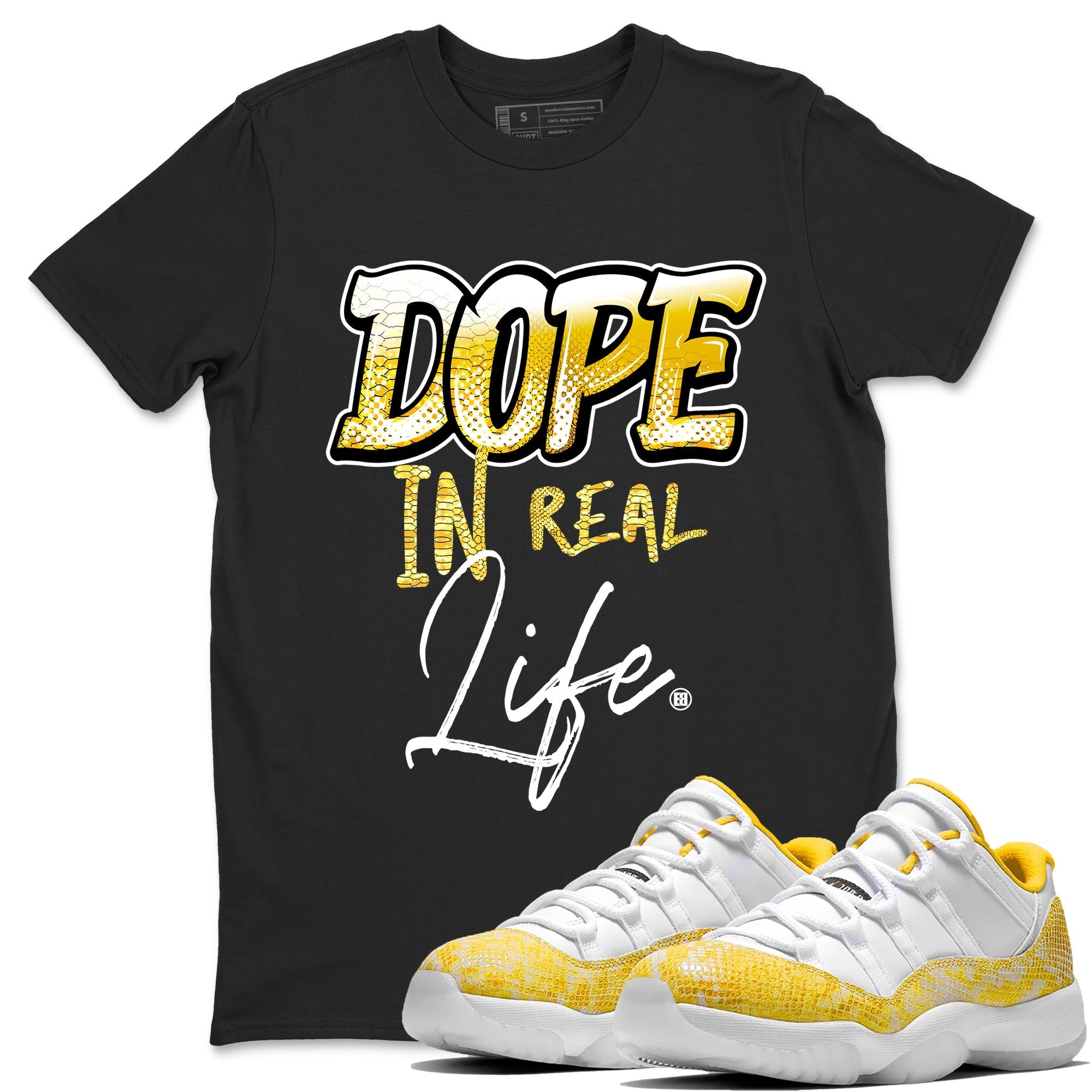 Dope In Real Life Unisex Tops - Air Jordan 11 Yellow Python