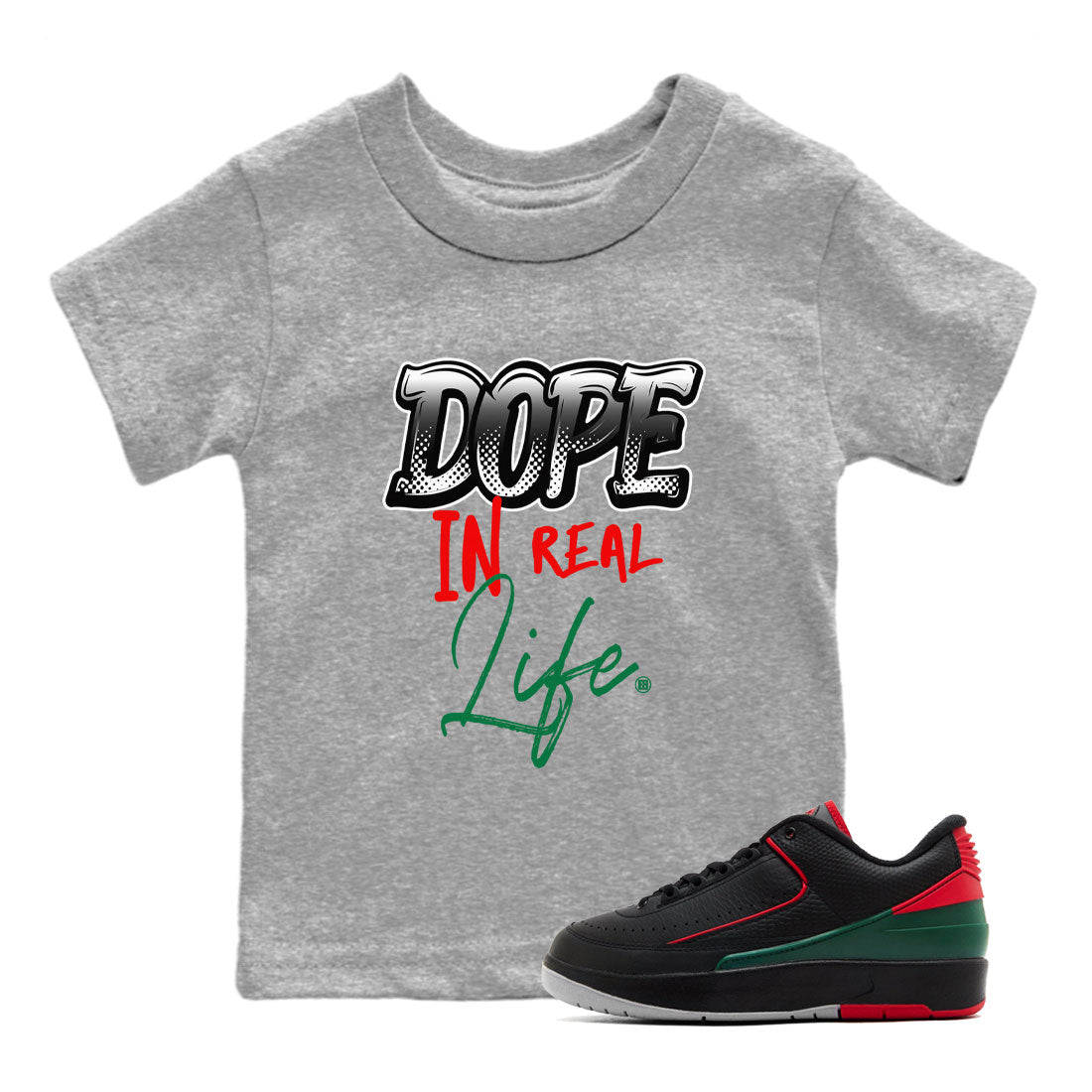Dope In Real Life snkmatch Tee Kids - Air Jordan 2 Christmas