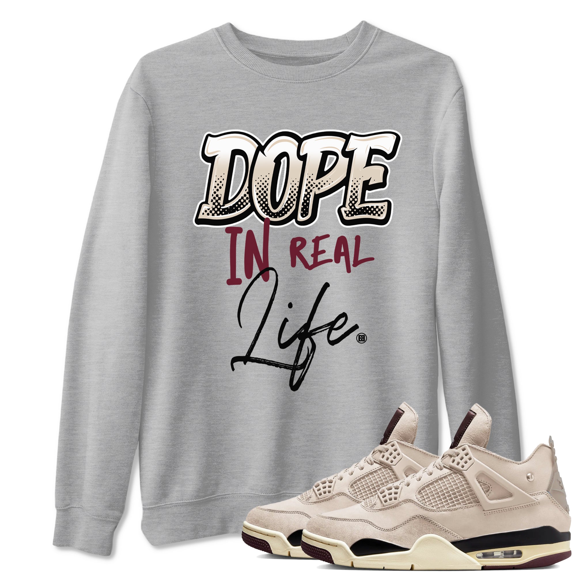 Dope In Real Life snkmatch Tees - Air Jordan 4 A Ma Maniere x Fossil Stone