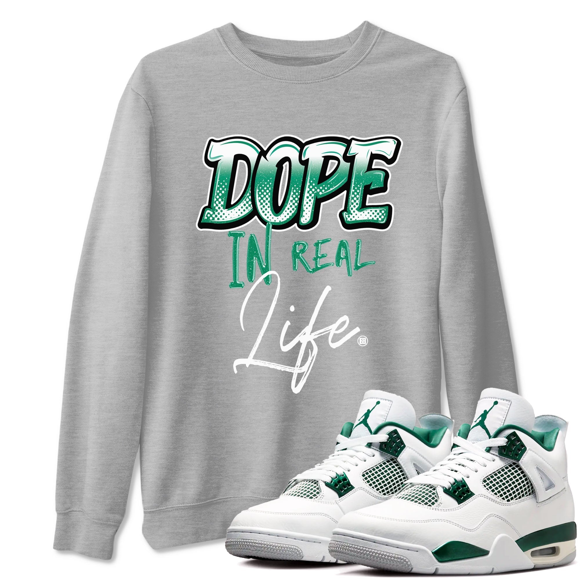Dope In Real Life snkmatch Tees - Air Jordan 4 Oxidized Green