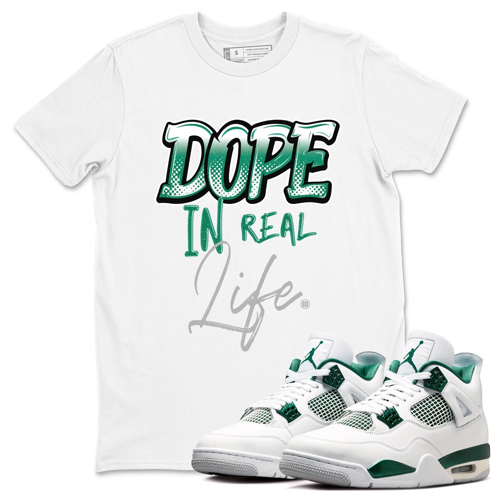Dope In Real Life snkmatch Tees - Air Jordan 4 Oxidized Green