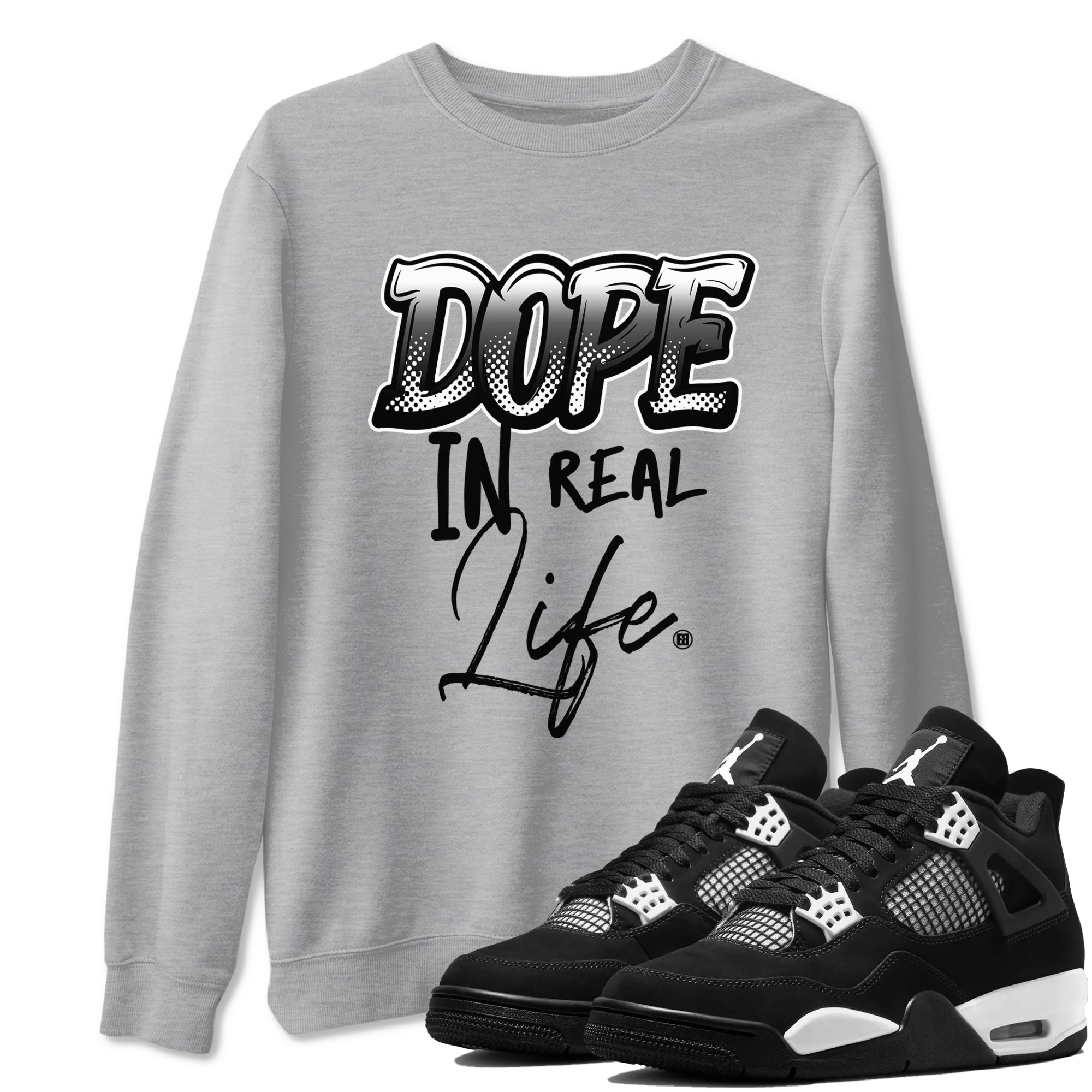 Dope In Real Life snkmatch Tees - Air Jordan 4 White Thunder