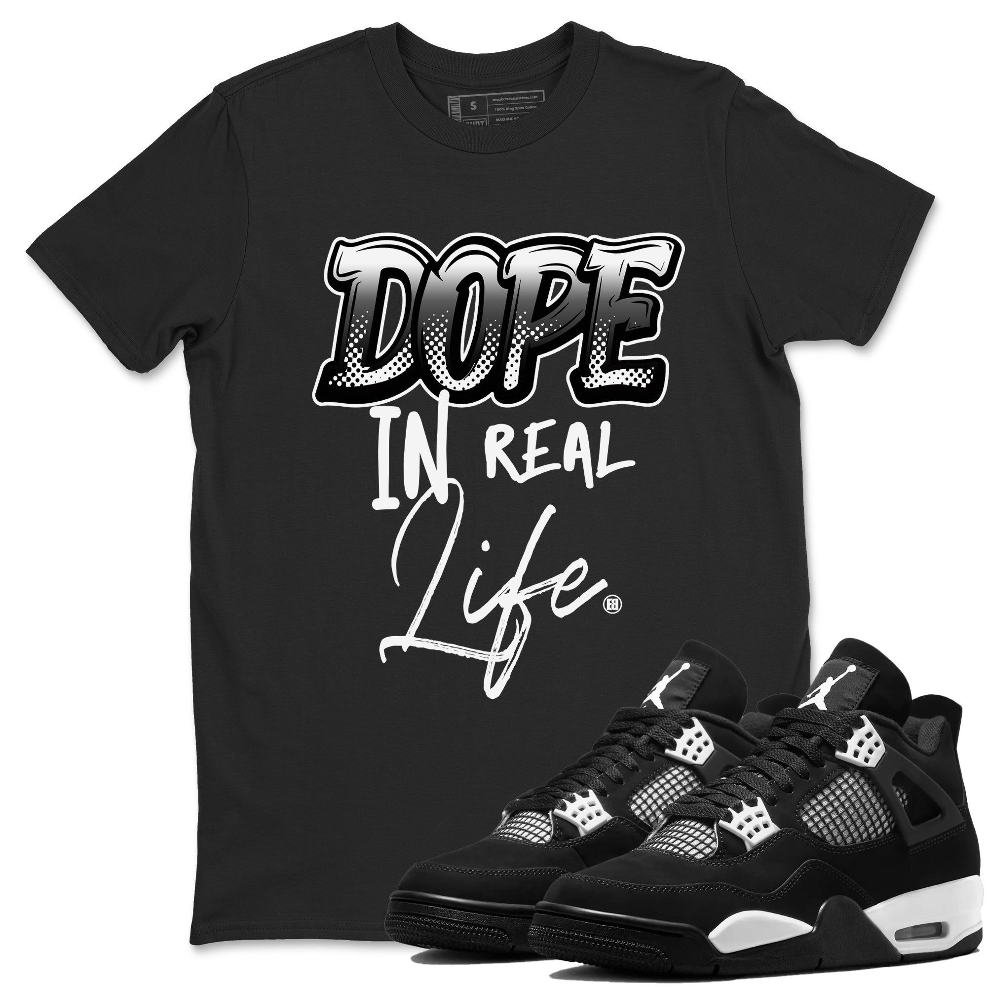 Dope In Real Life snkmatch Tees - Air Jordan 4 White Thunder